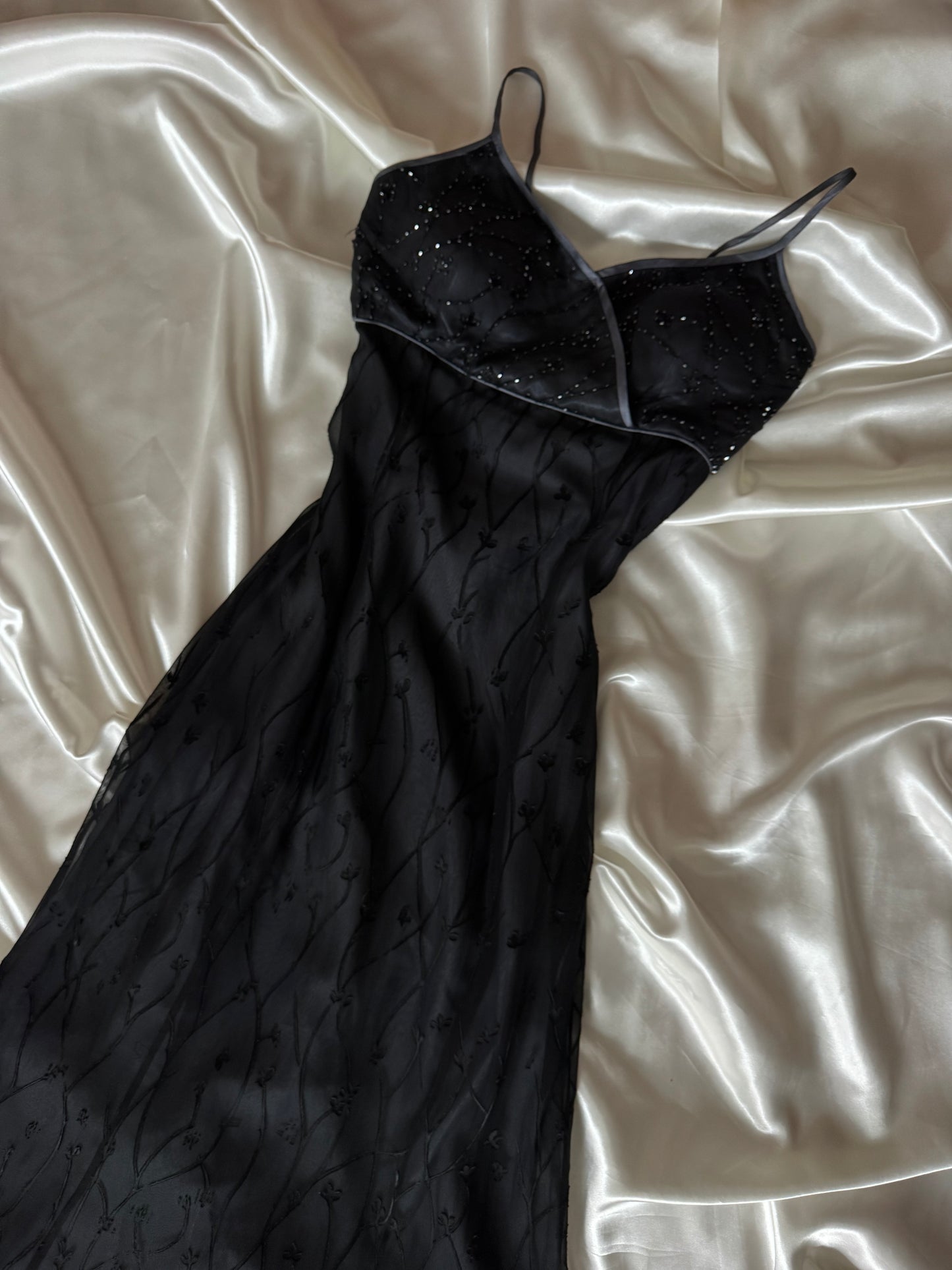 Gorgeous Gray Beaded Floral Vintage Royal Gown