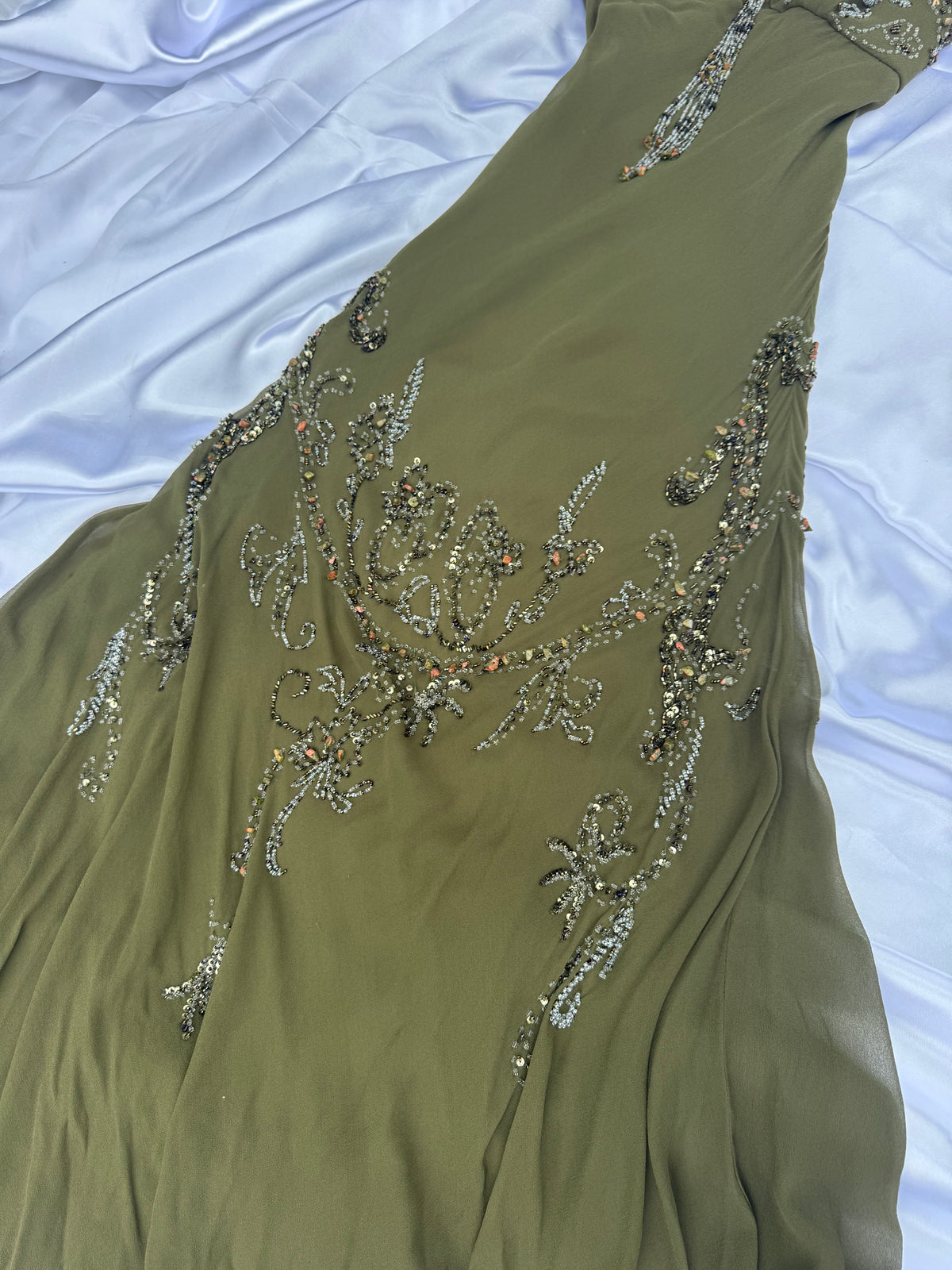 Spectacular Green Beaded Long dress