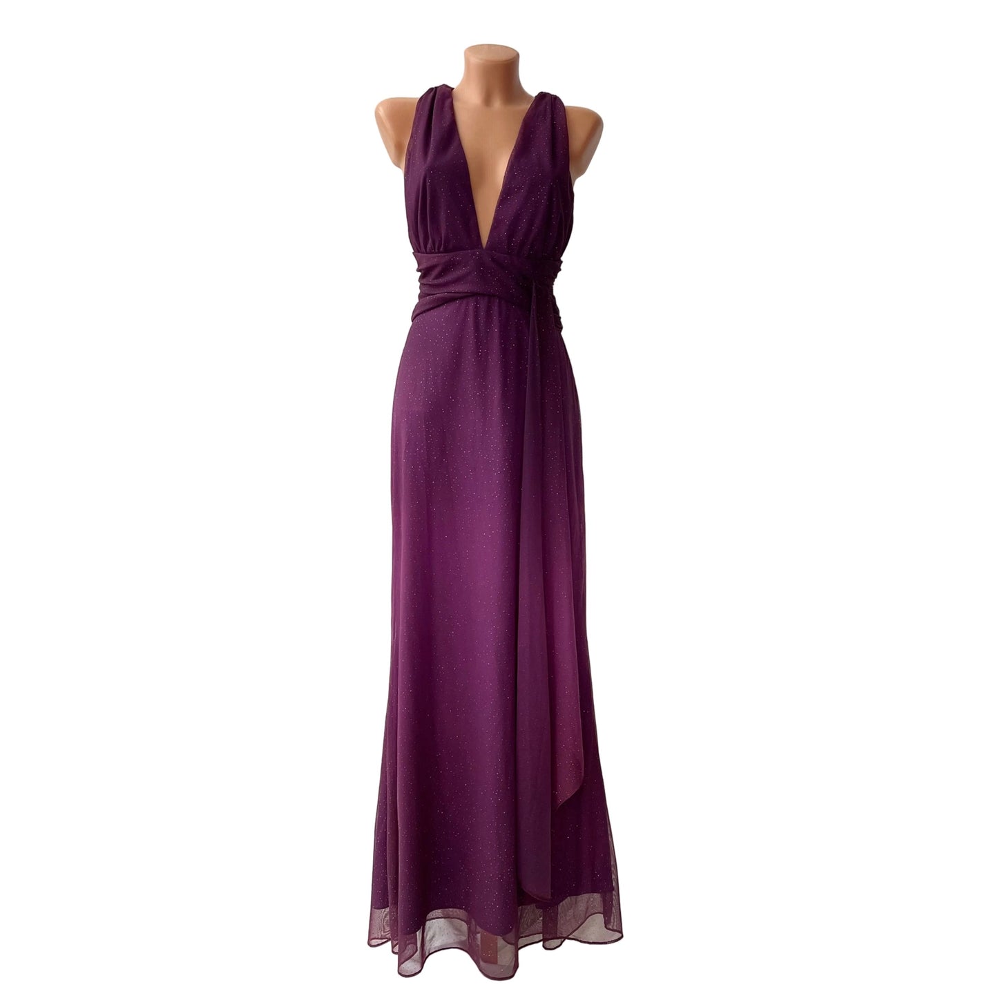 Sparkly Purple Halter Neck Vintage Dress