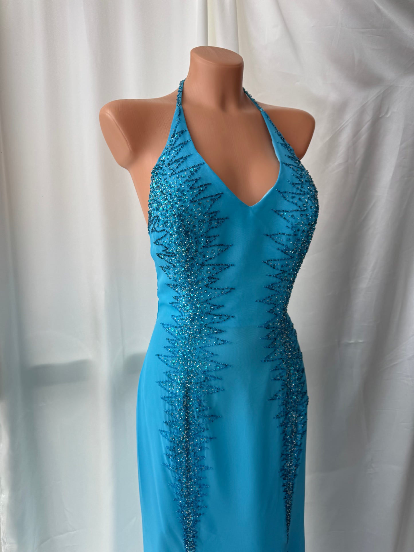 Absolutely Beautiful Light Blue Vintage Beaded Dress