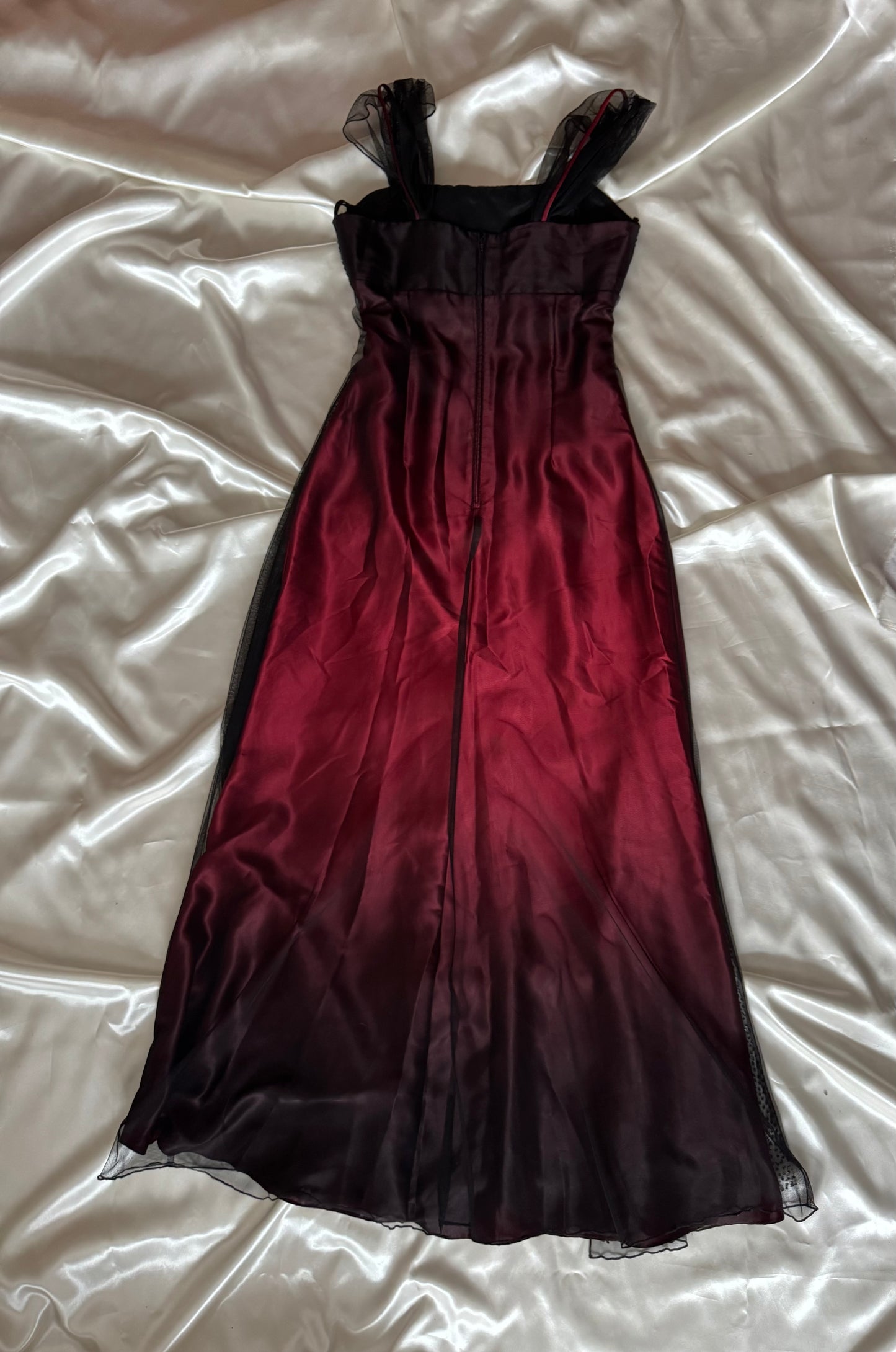 Gorgeous Red & Black Tulle Beaded Gothic Vintage Gown