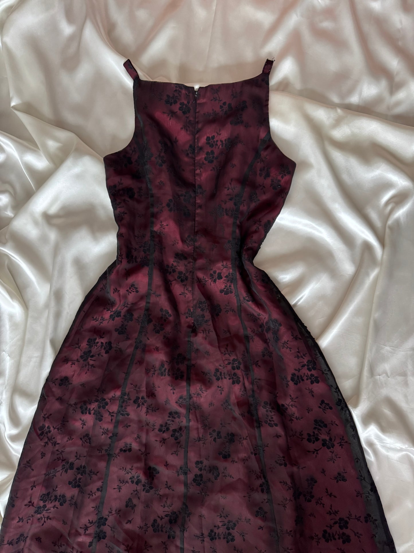 Gorgeous Red & Black Tulle Beaded Gothic Vintage Gown