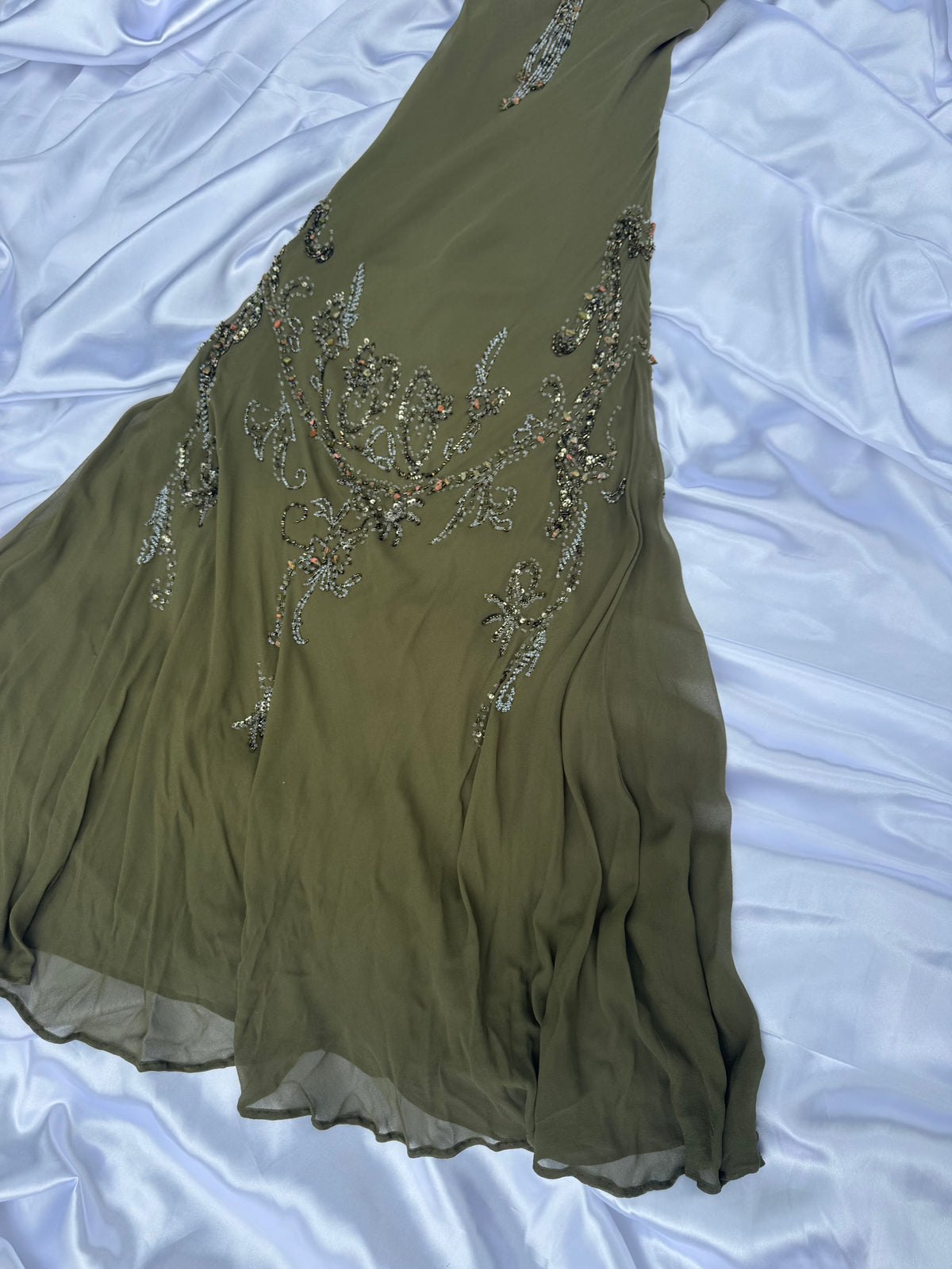 Spectacular Green Beaded Long dress