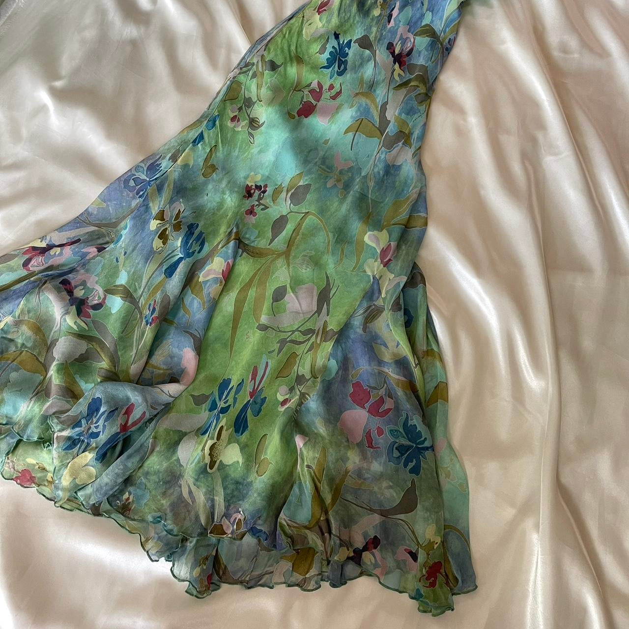 Stunning Beaded Vintage Green Flower Dress