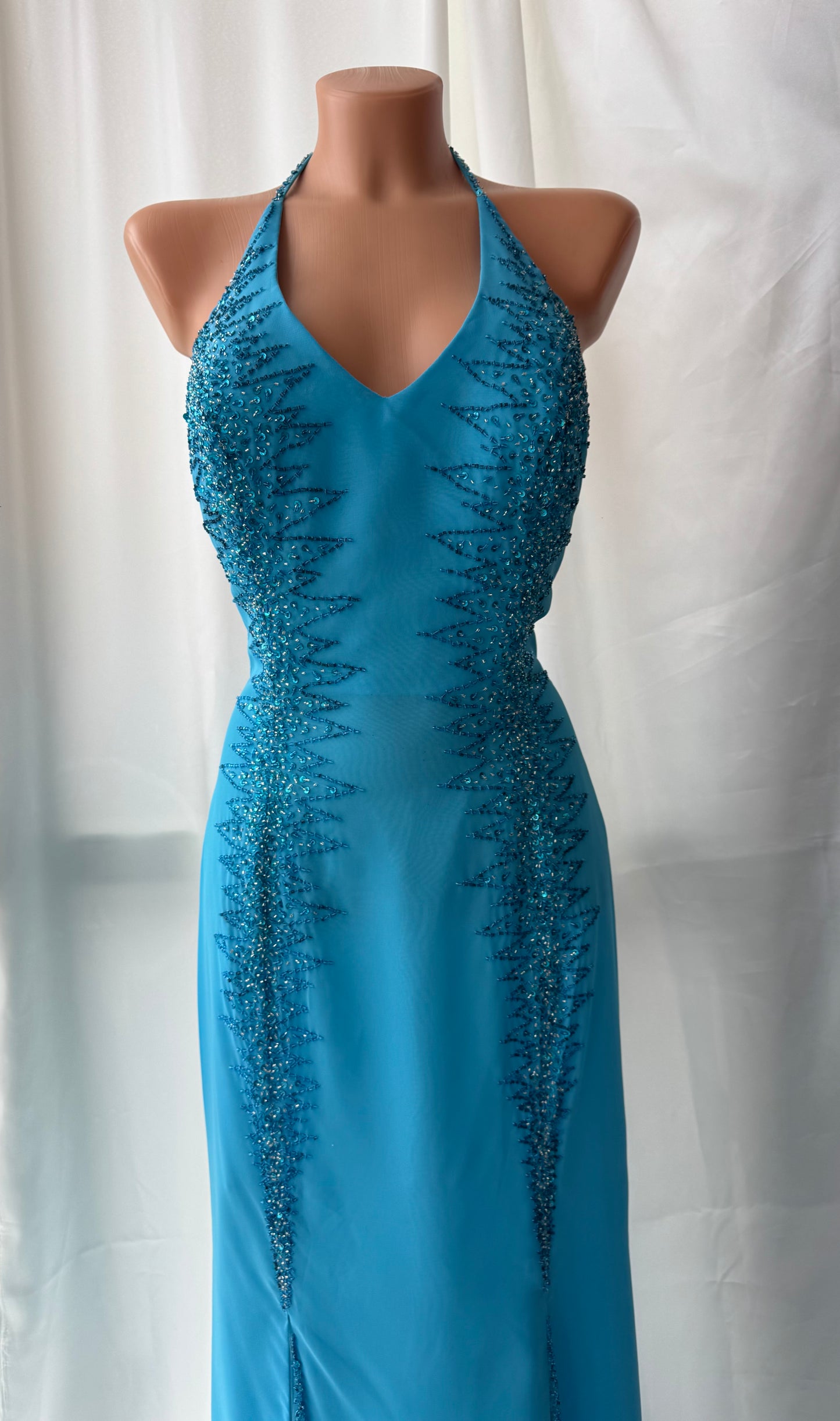 Absolutely Beautiful Light Blue Vintage Beaded Dress