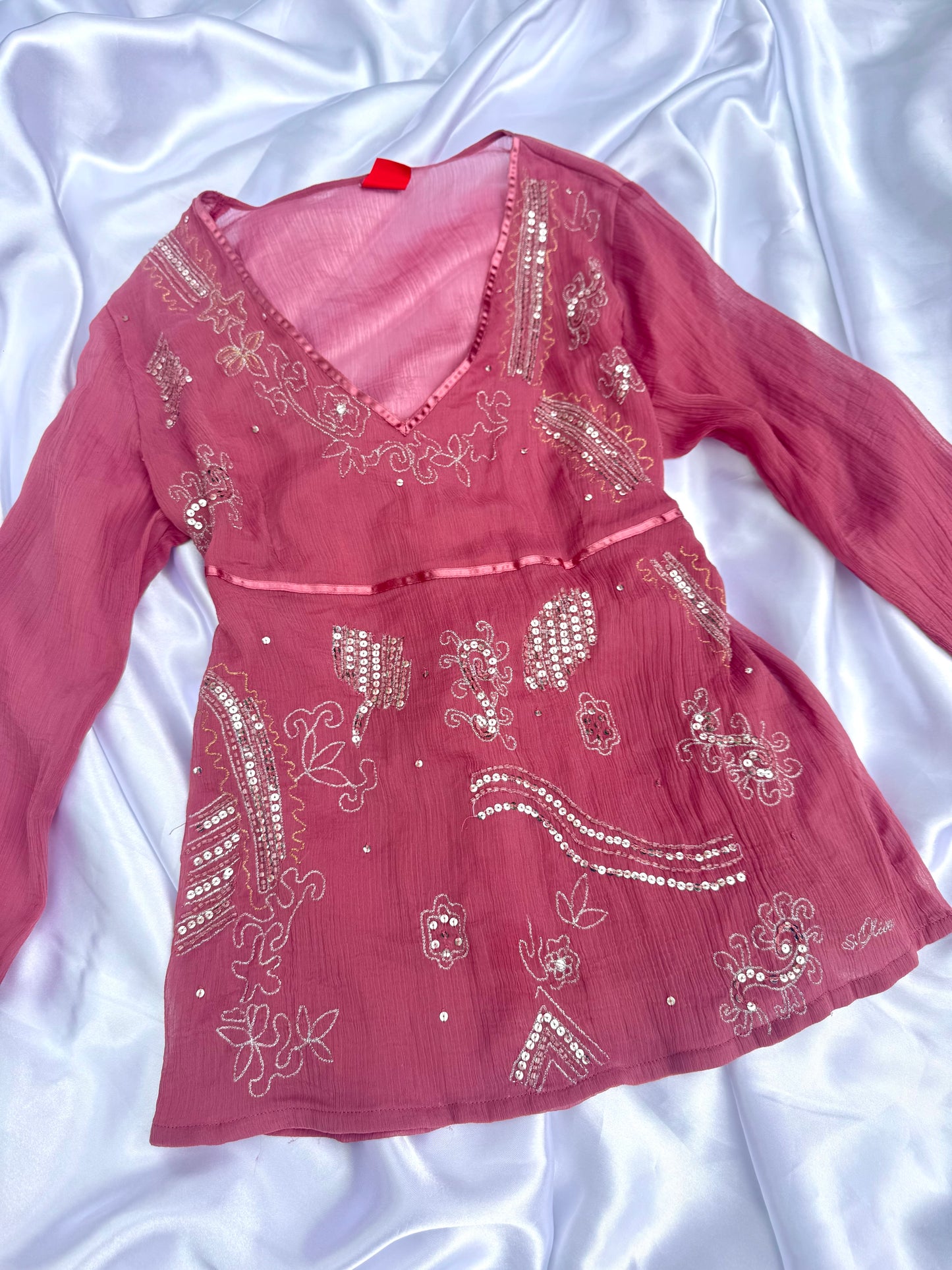 Pink & Silver Beaded Top