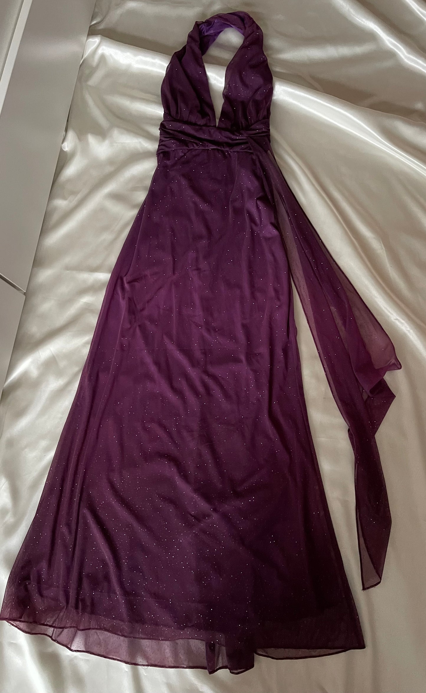Sparkly Purple Halter Neck Vintage Dress