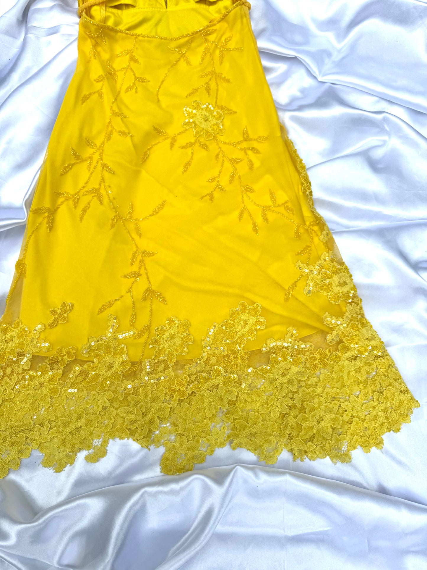 Yellow Beaded Lace Vintage Aftershock Summer Dress
