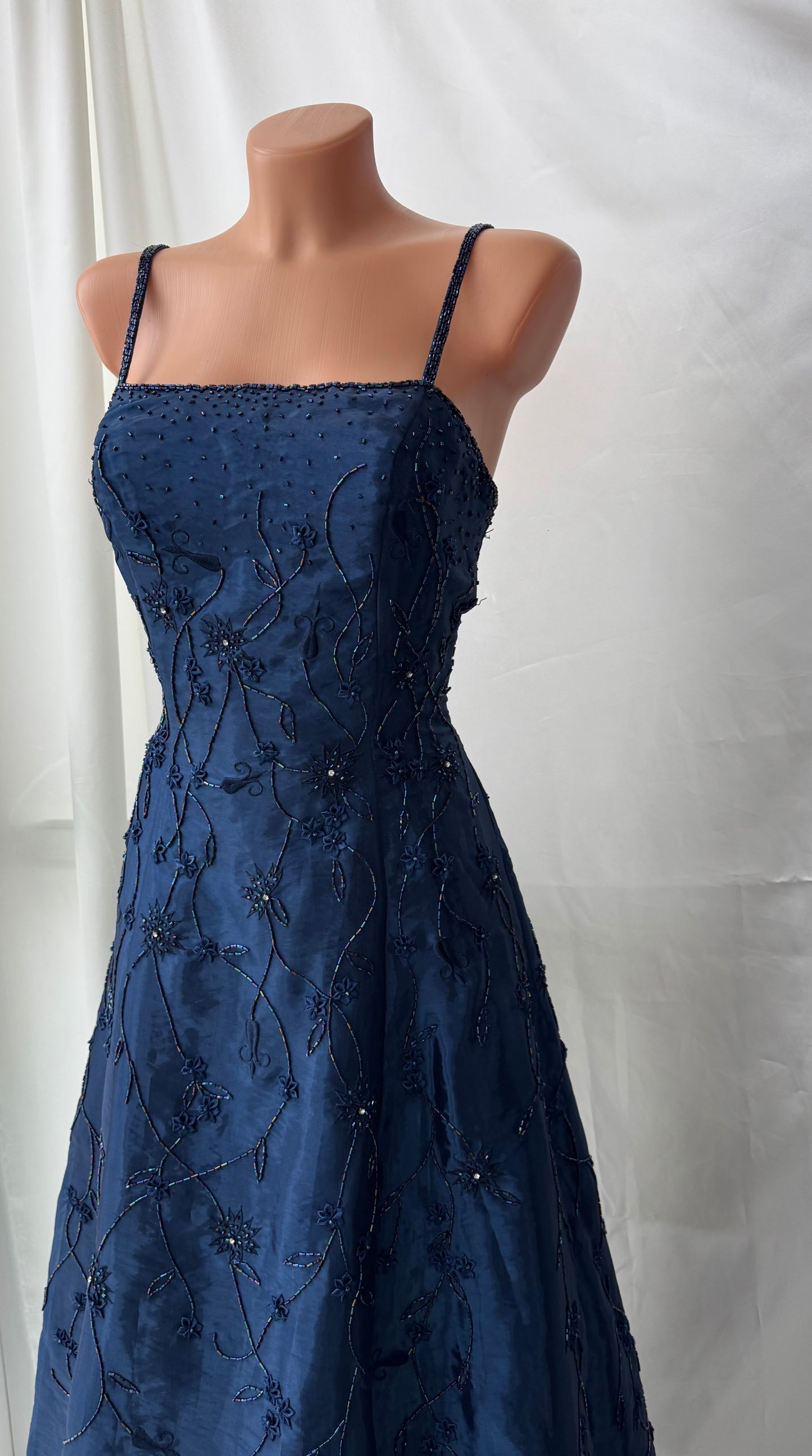 Gorgeous Blue Tulle Beaded Gothic Vintage Gown