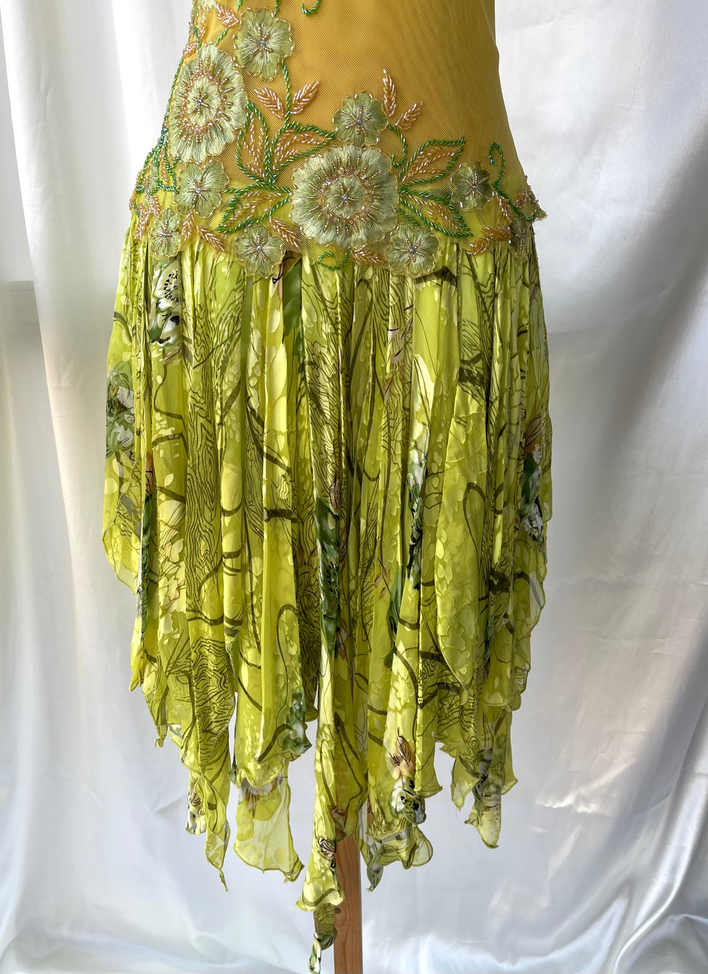 Spectacular Green Beaded Floral Dress