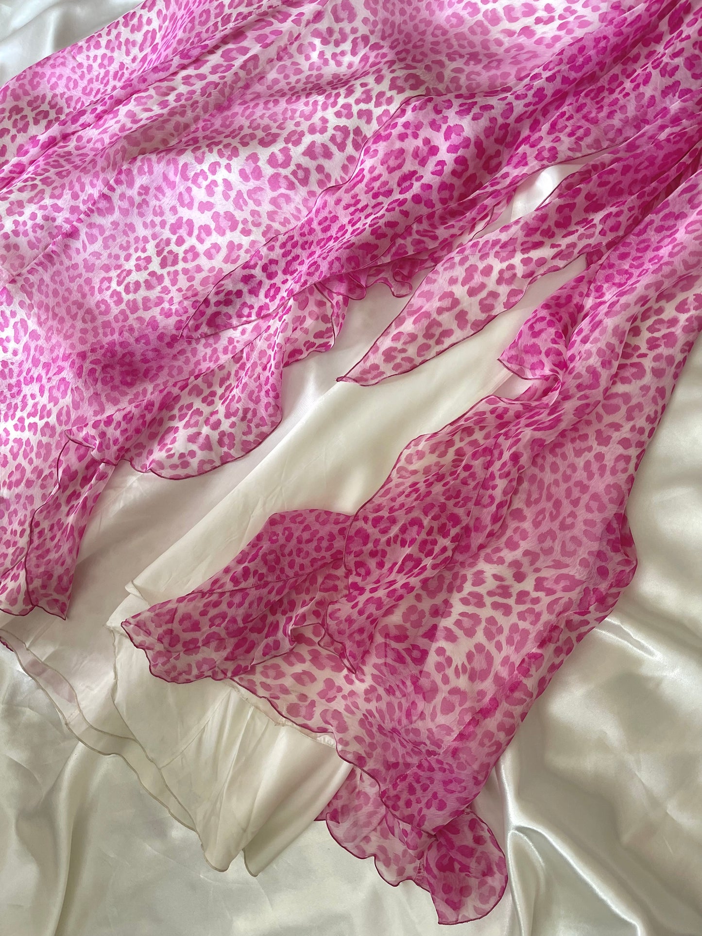 Pink Silk Vintage Leopard Panther Print Dress