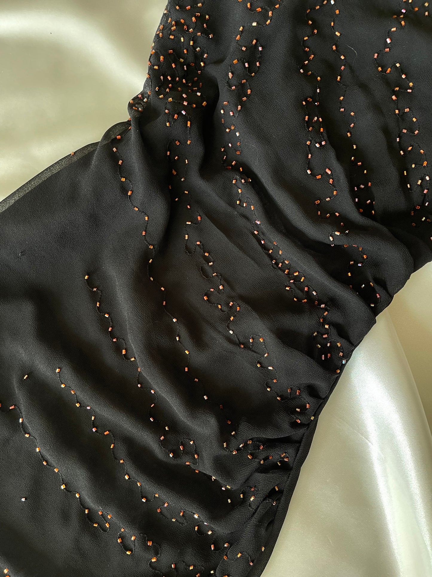 Black Beaded One Shoulder Vintage Gown