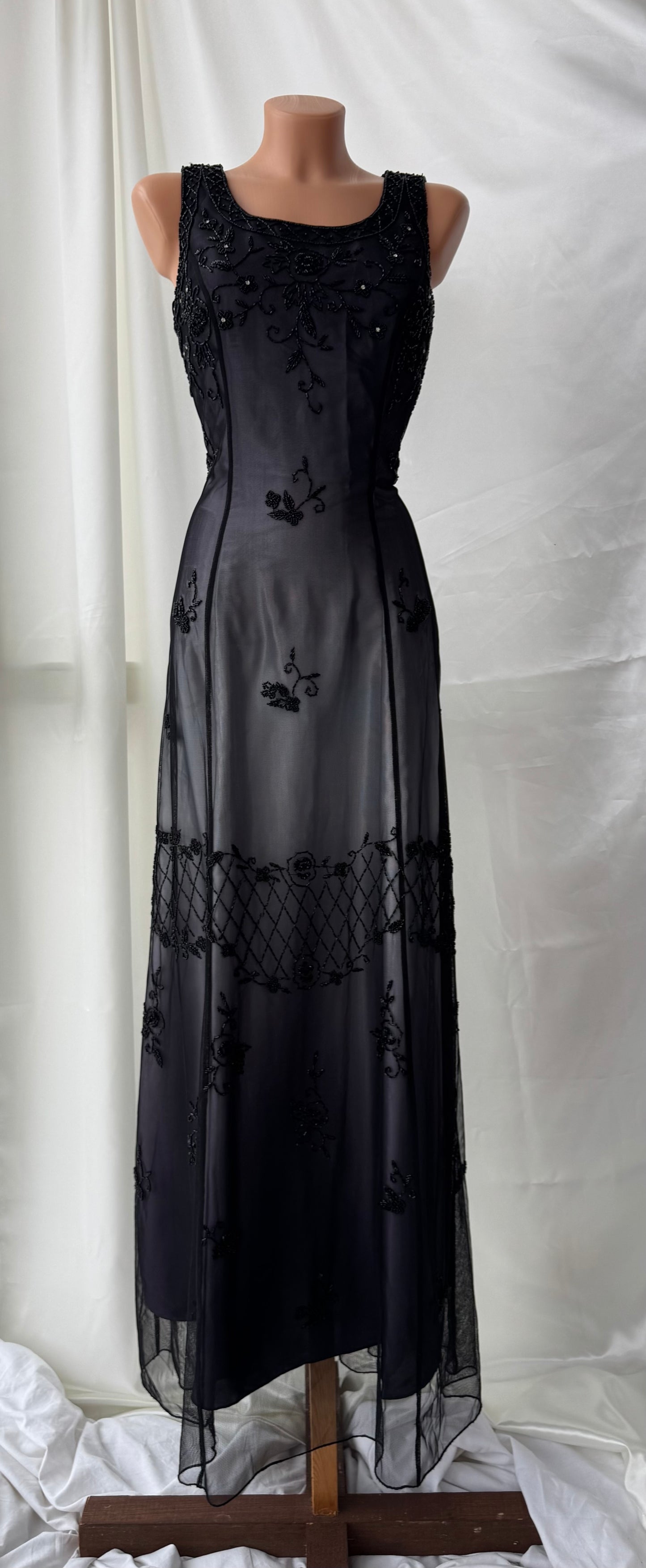 Gorgeous Gray Tulle Beaded Vintage Royal Gown