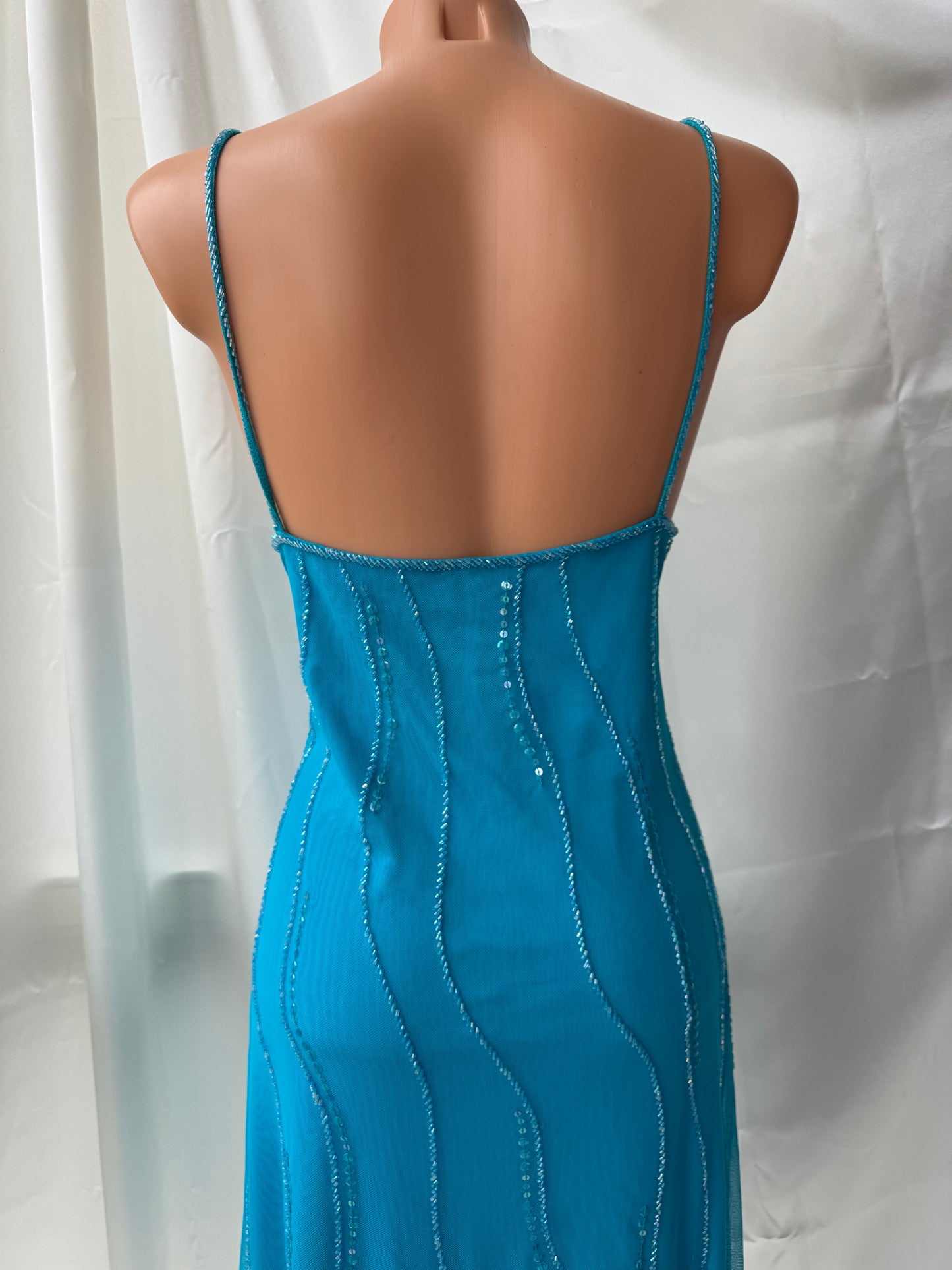 Spectacular Blue Vintage Beaded Dress