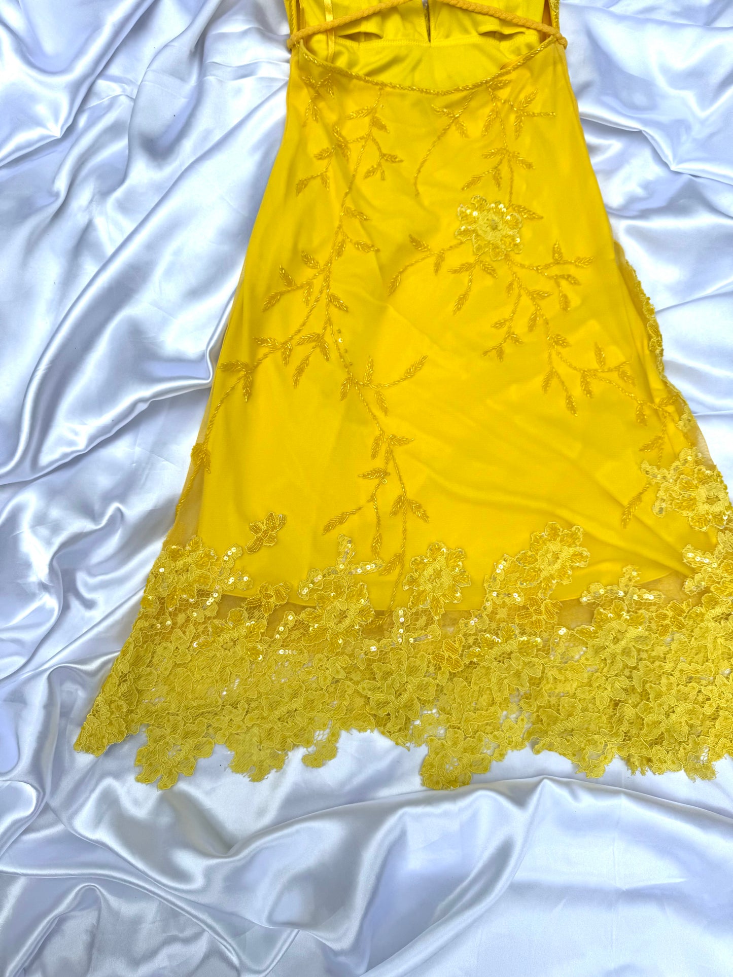 Yellow Beaded Lace Vintage Aftershock Summer Dress