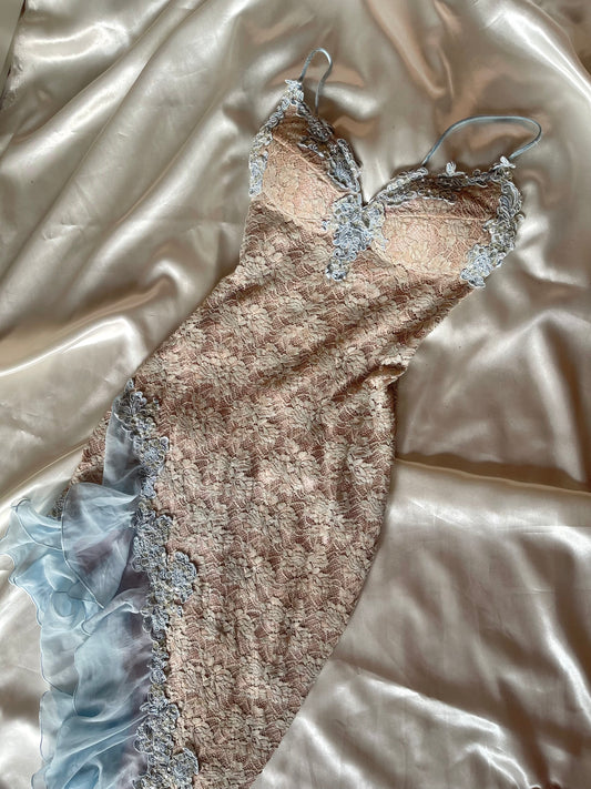 Stunning Lace Corset Tie Vintage Dress