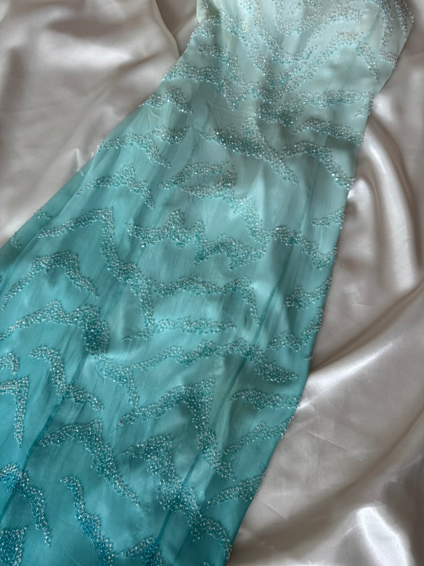 Enchanting Blue Silk Beaded Vintage Dress - REPAIR & RESTORE