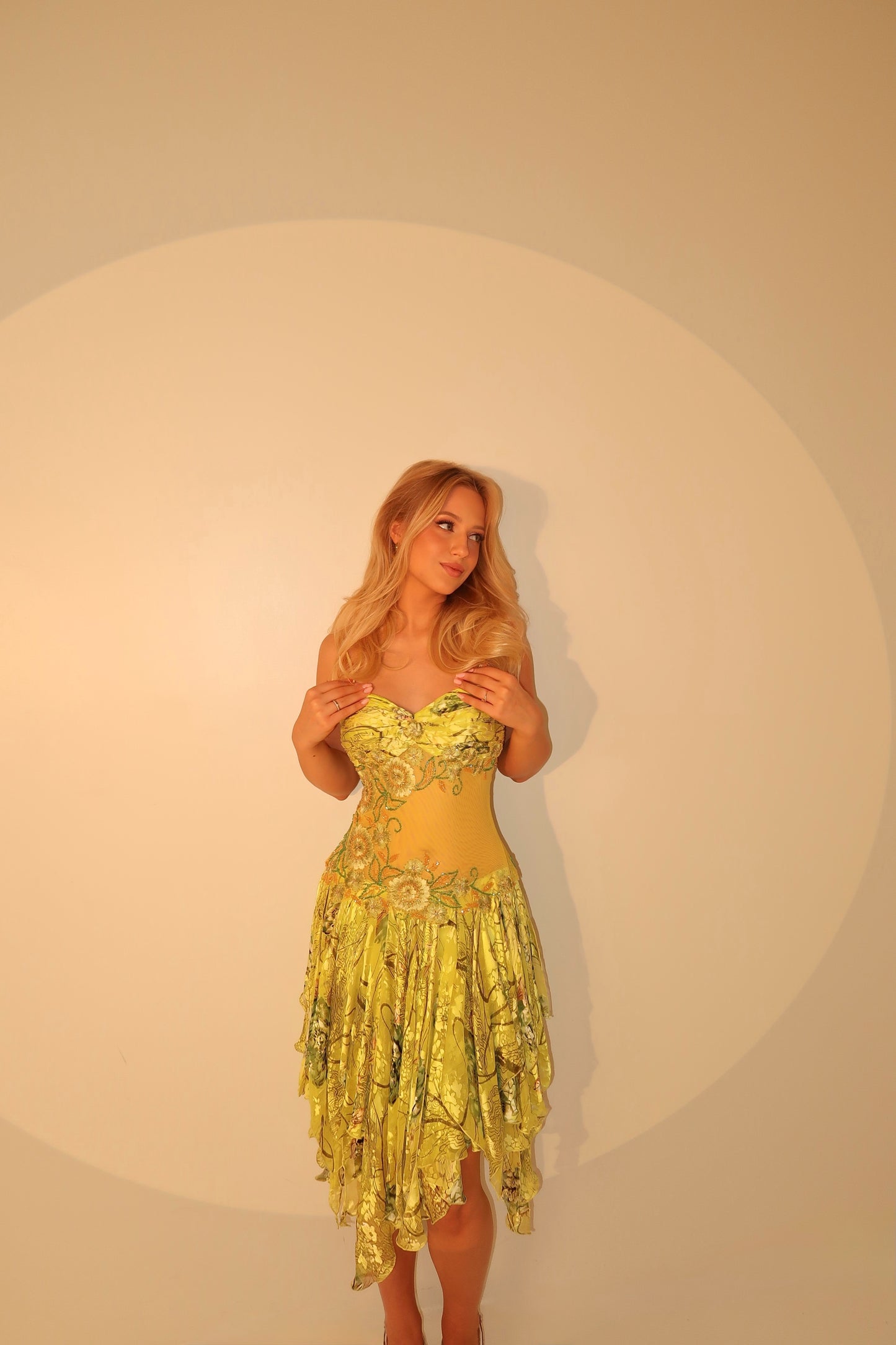 Spectacular Green Beaded Floral Dress