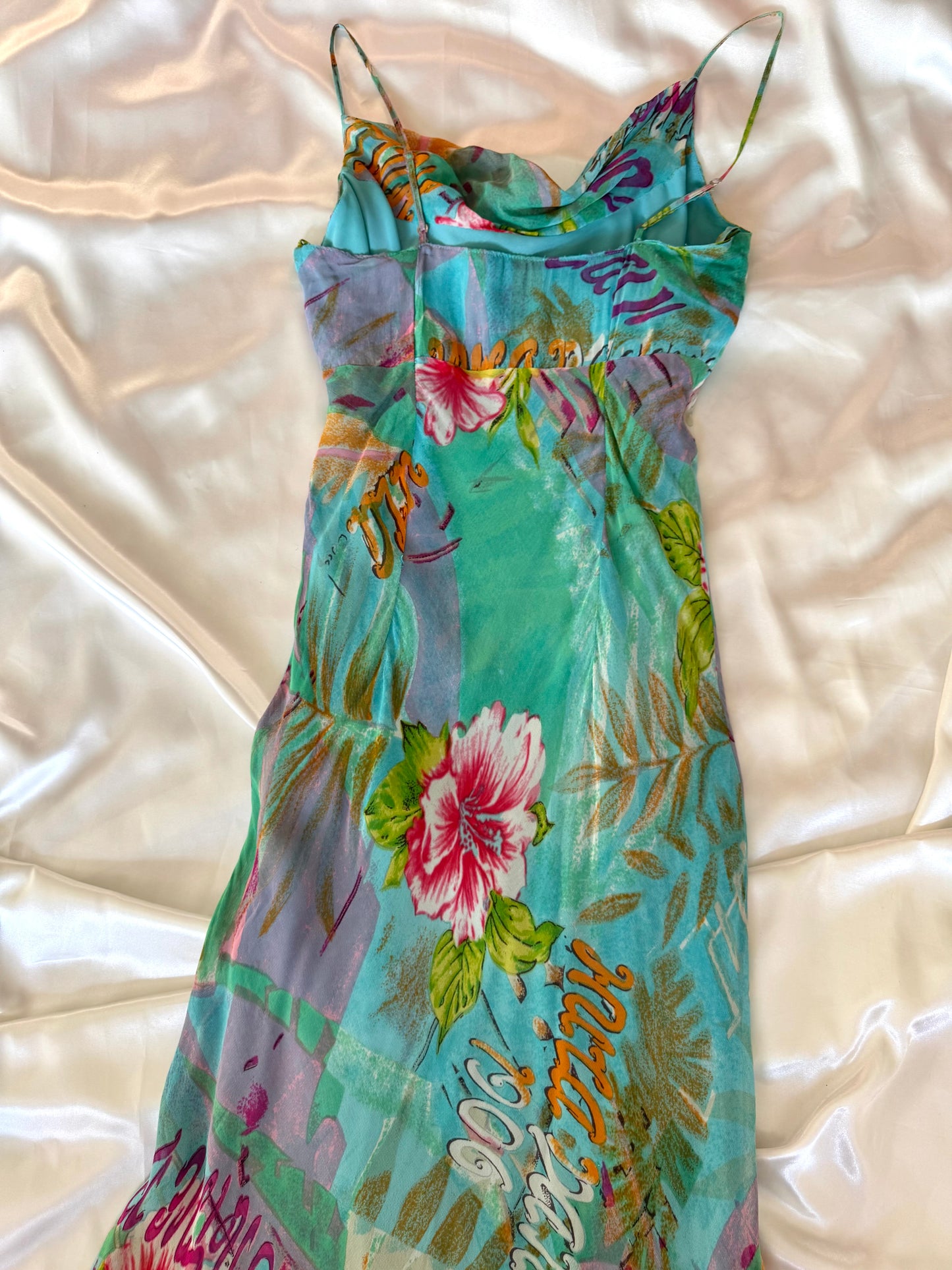 Stunning Beaded Vintage Blue Flower Dress