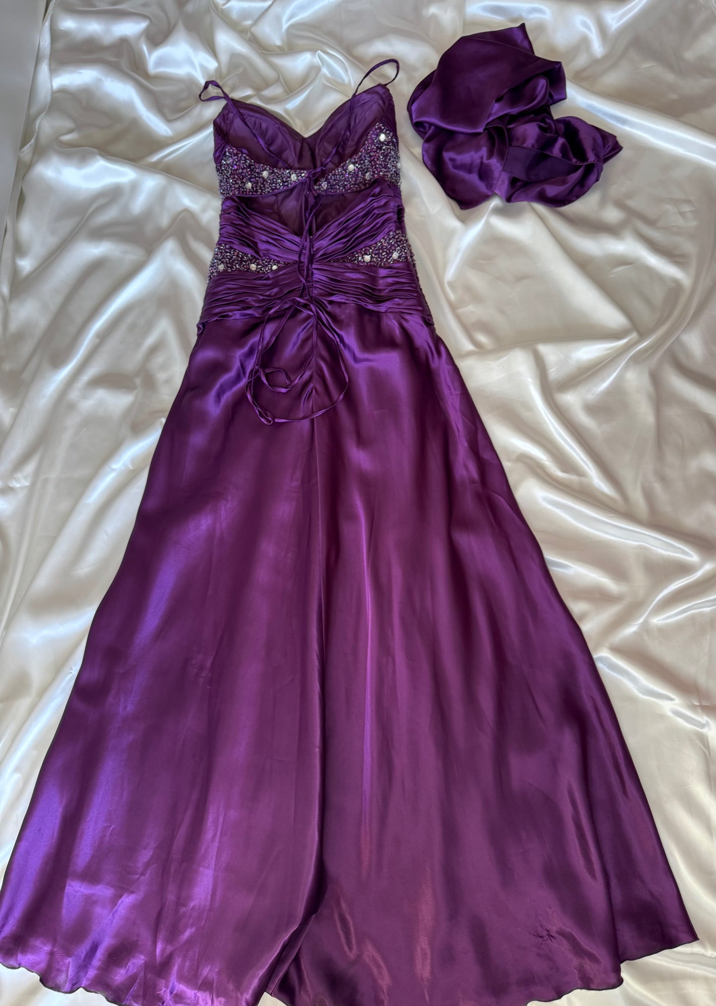 Long Purple Beaded Dress