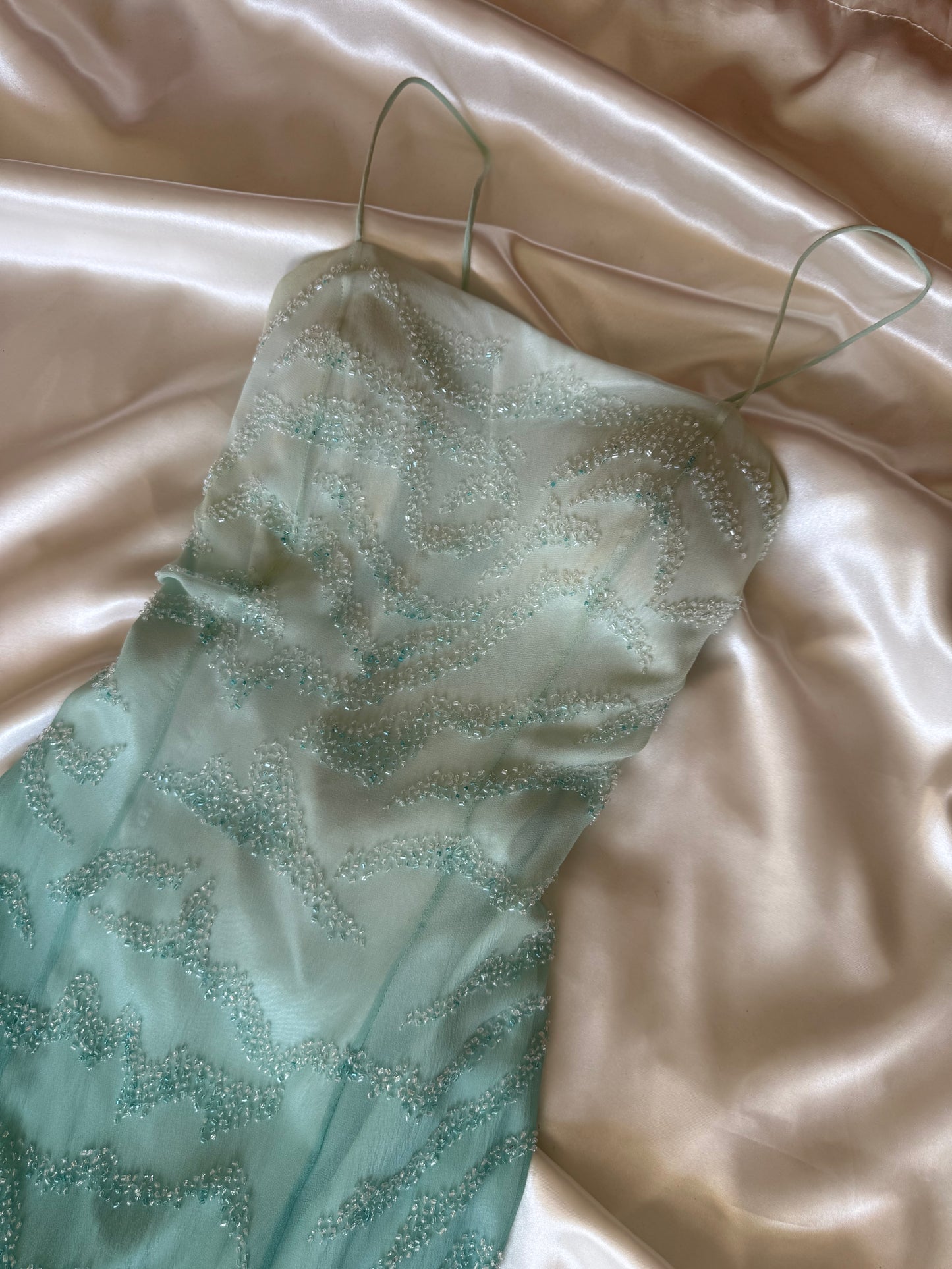 Enchanting Blue Silk Beaded Vintage Dress - REPAIR & RESTORE