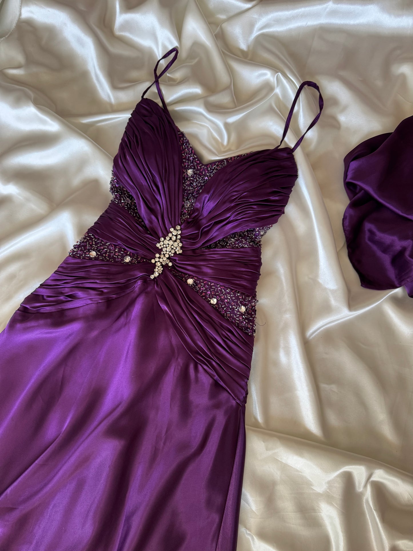 Long Purple Beaded Dress