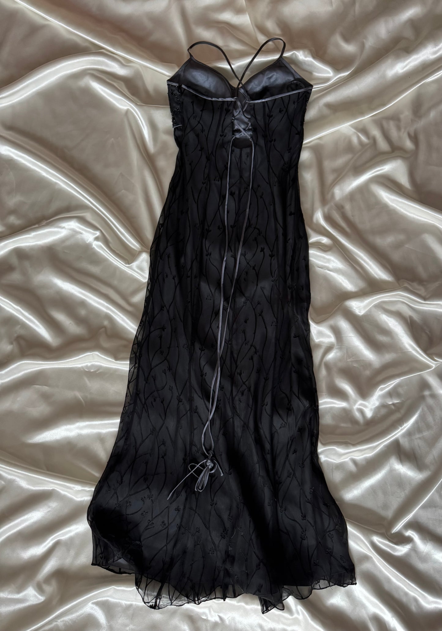 Gorgeous Gray Beaded Floral Vintage Royal Gown