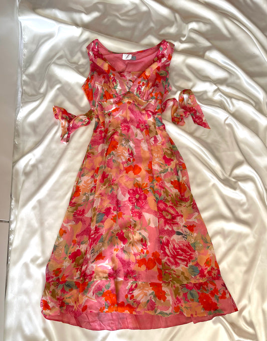 Stunning Vintage Pink Flower Dress