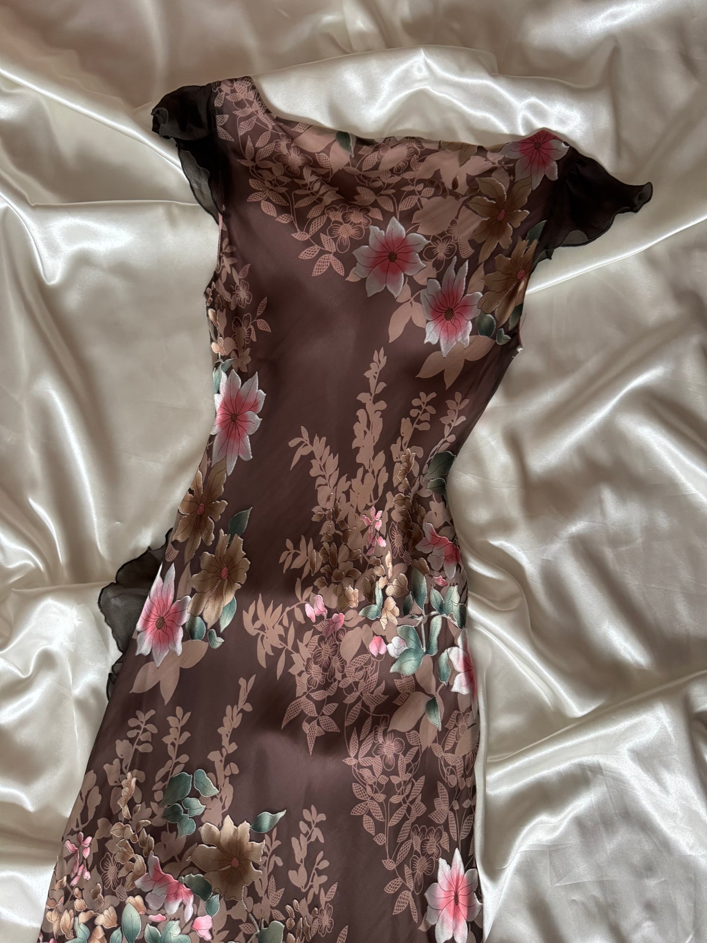 Gorgeous Brown Floral Vintage Dress