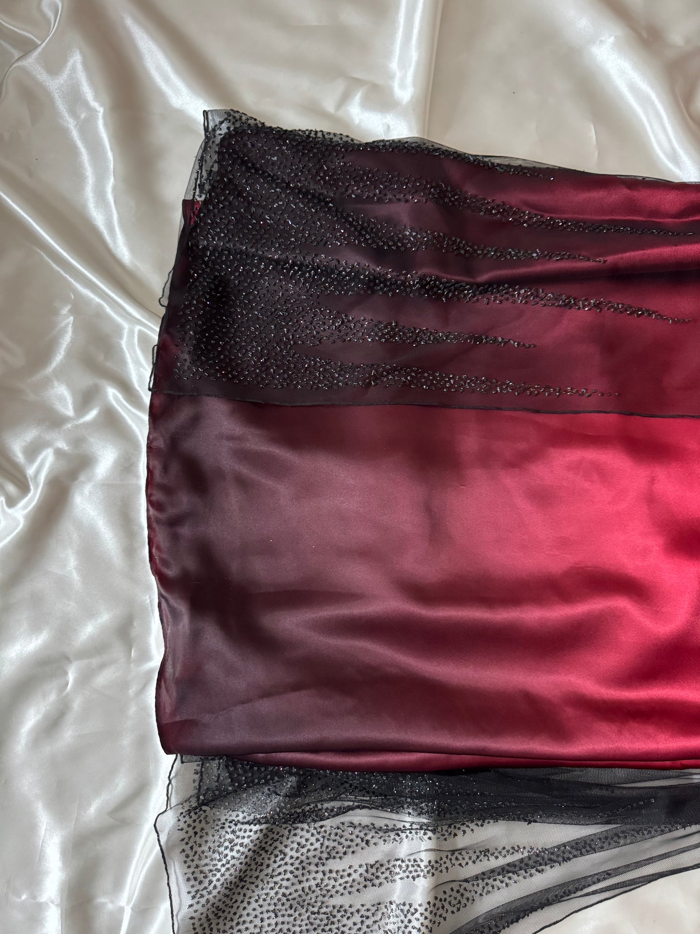 Gorgeous Red & Black Tulle Beaded Gothic Vintage Gown
