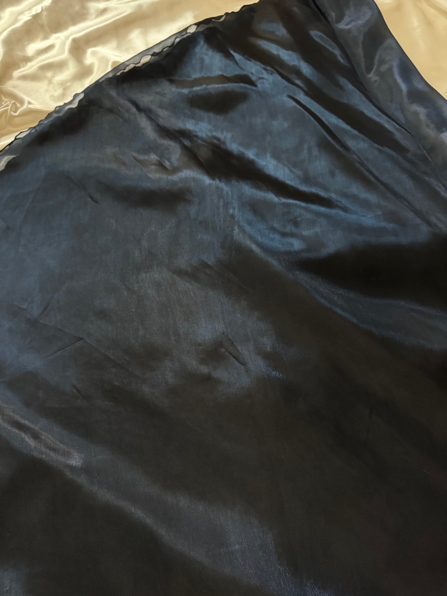 Dark Blue Vampy Long Vintage Satin Gown