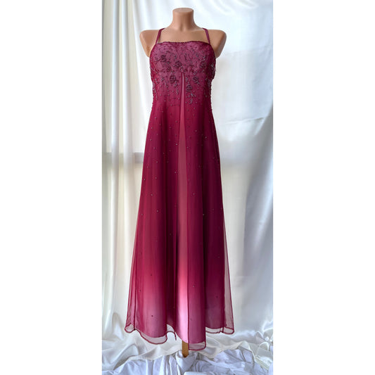 Gorgeous Red Tuille Beaded Vintage Royal Gown