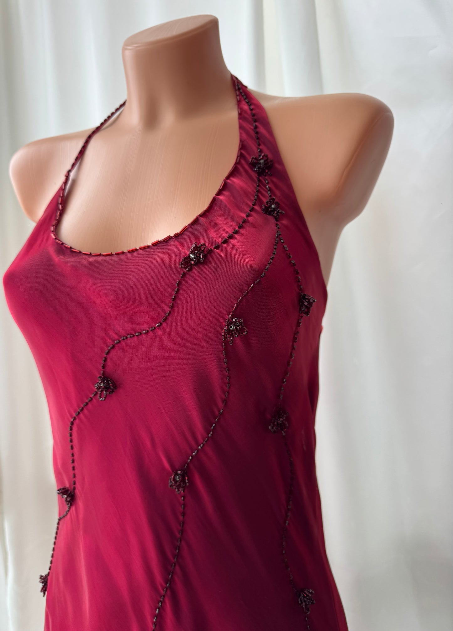 Elegant Red Satin Vintage Dress