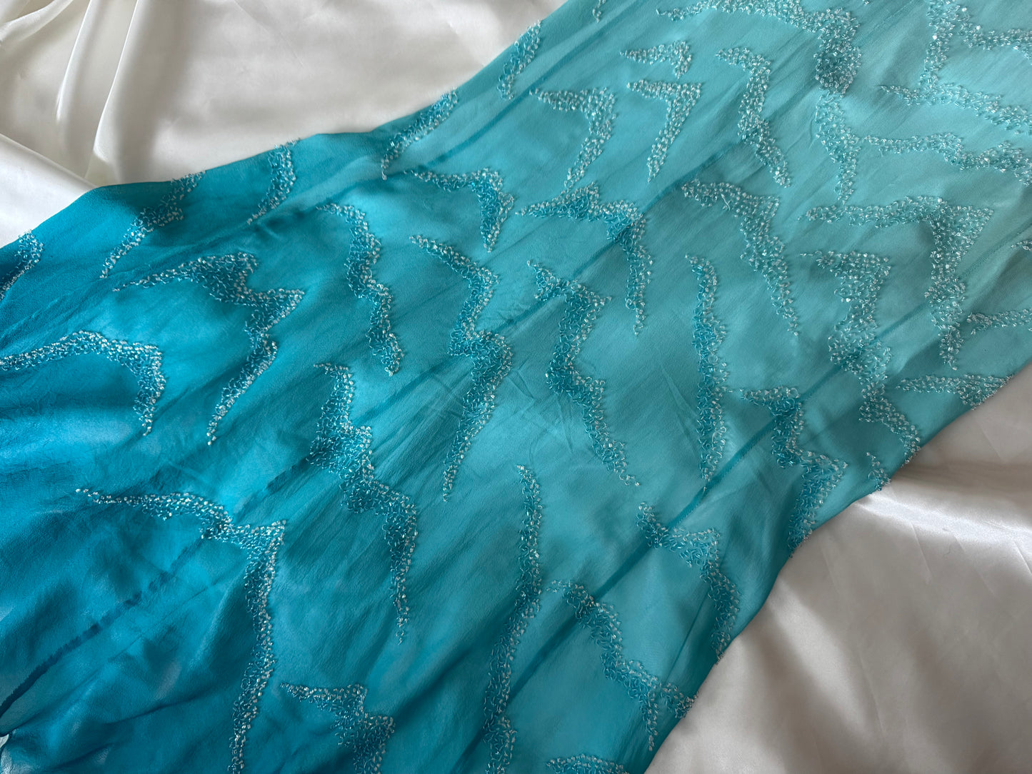 Enchanting Blue Silk Beaded Vintage Dress - REPAIR & RESTORE