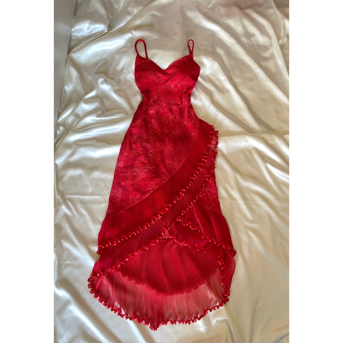 Cute Red Frill Sparkly Vintage Dress