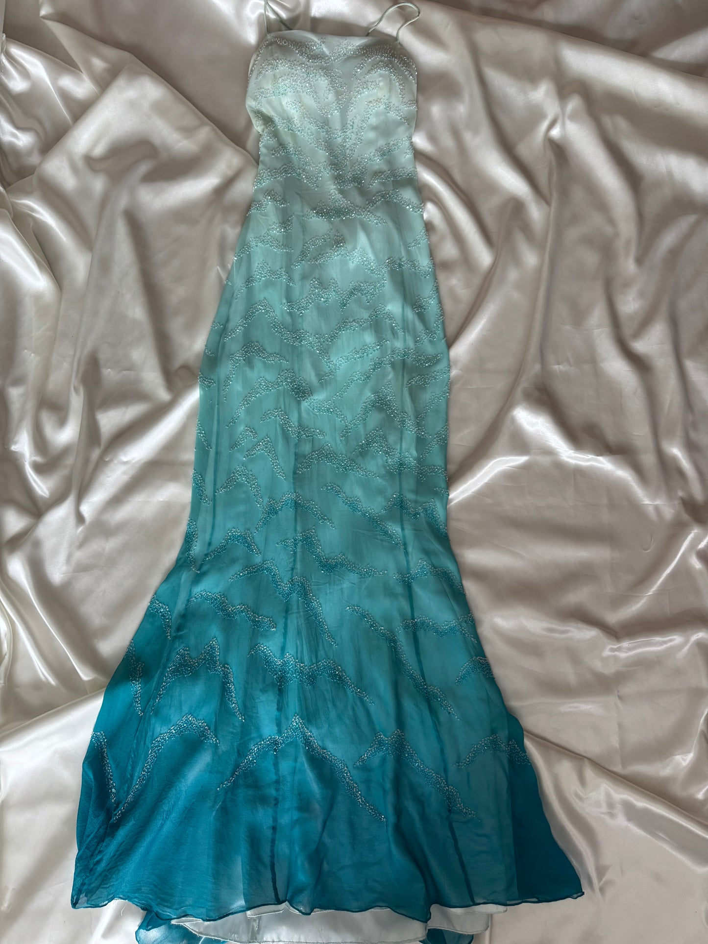 Enchanting Blue Silk Beaded Vintage Dress - REPAIR & RESTORE
