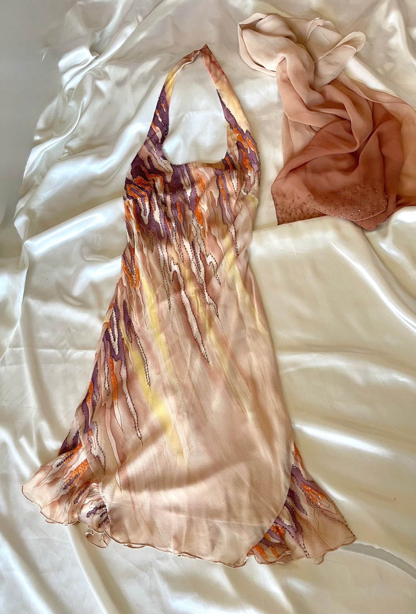 Spectacular Brown Beaded Silk Dress
