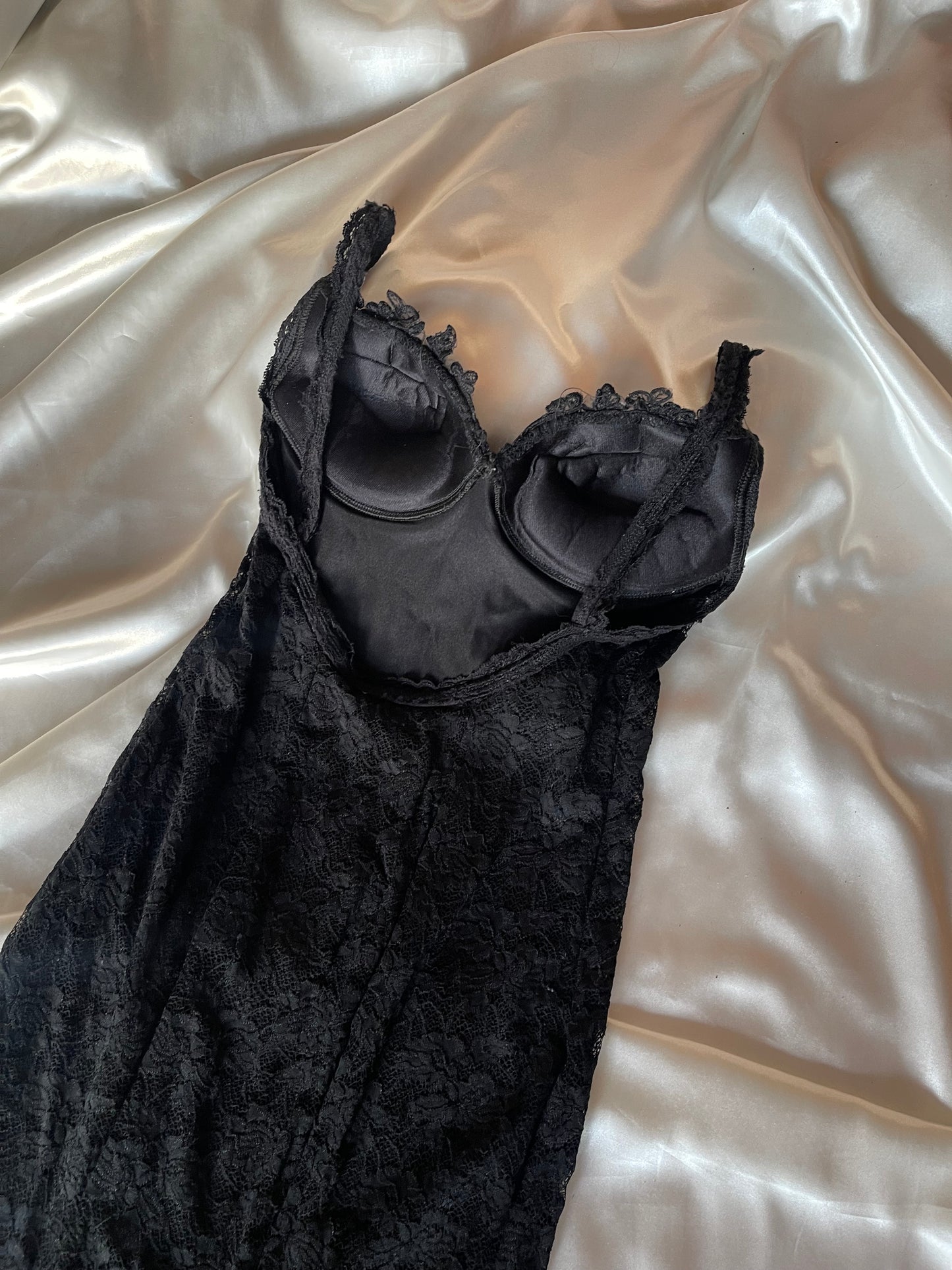 Black Vintage Gown with Lace Detailing