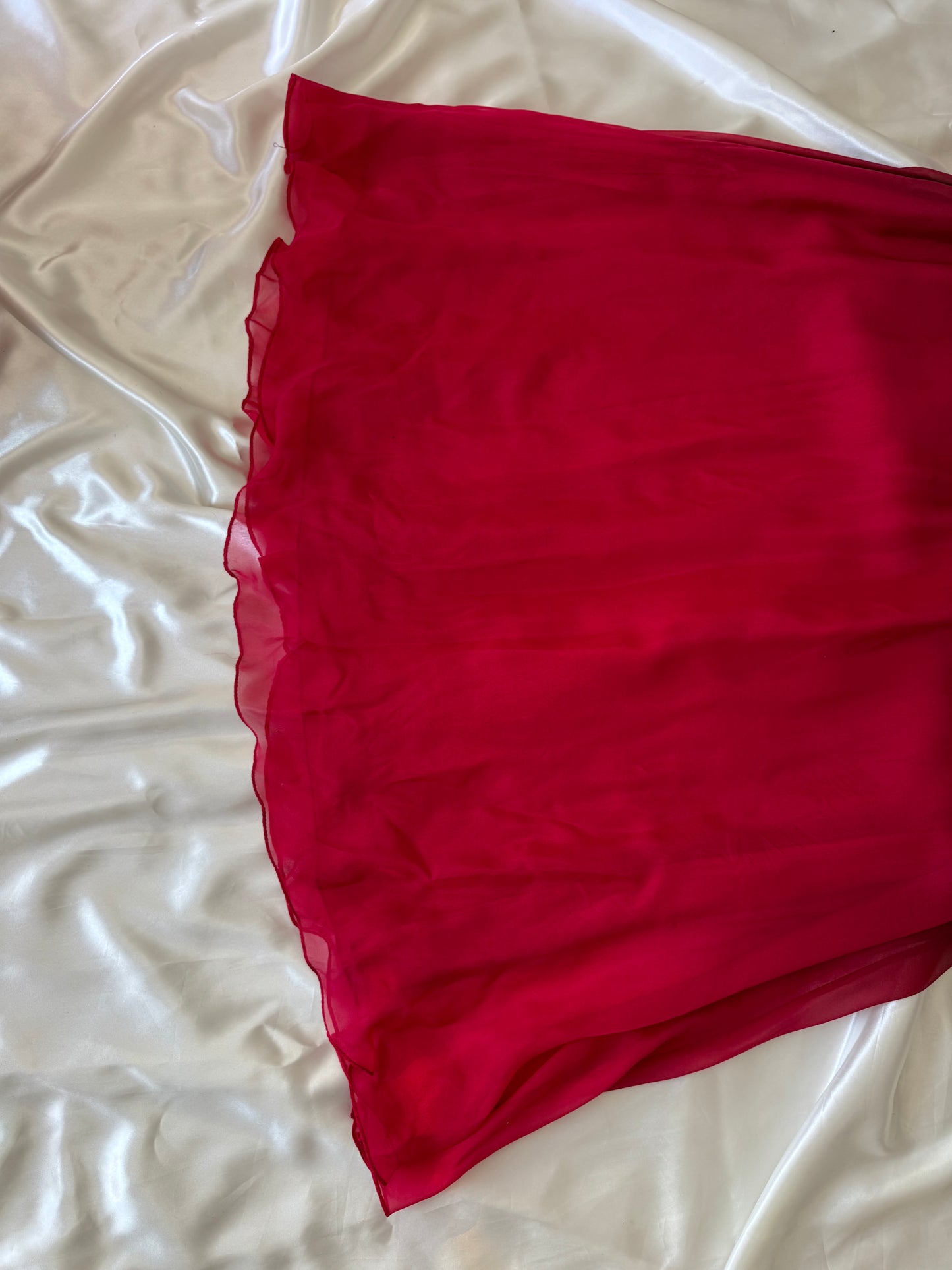 Vintage Long Red Beaded Silk Dress