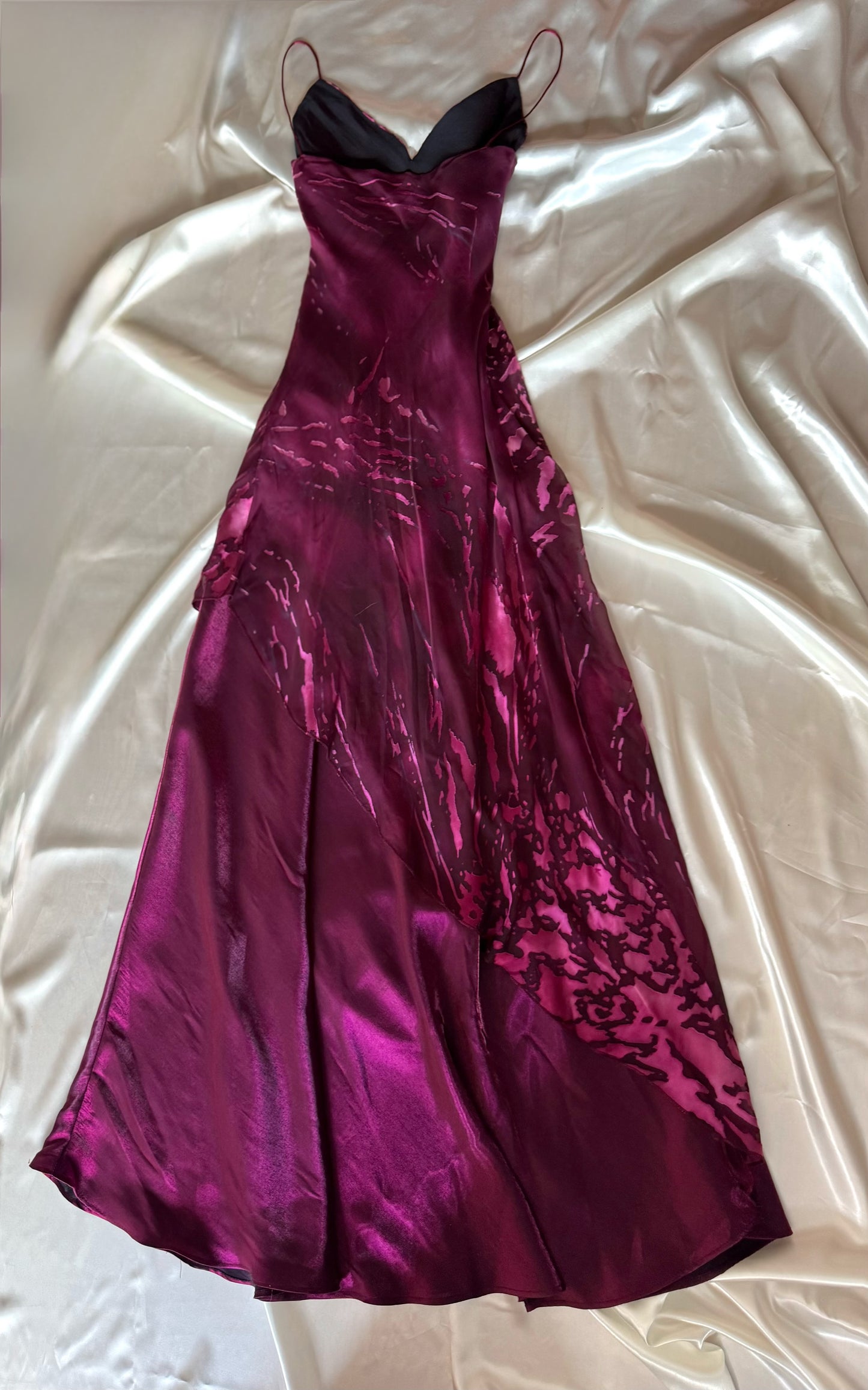 Dark Burgundy Vampy Long Vintage Satin Gown