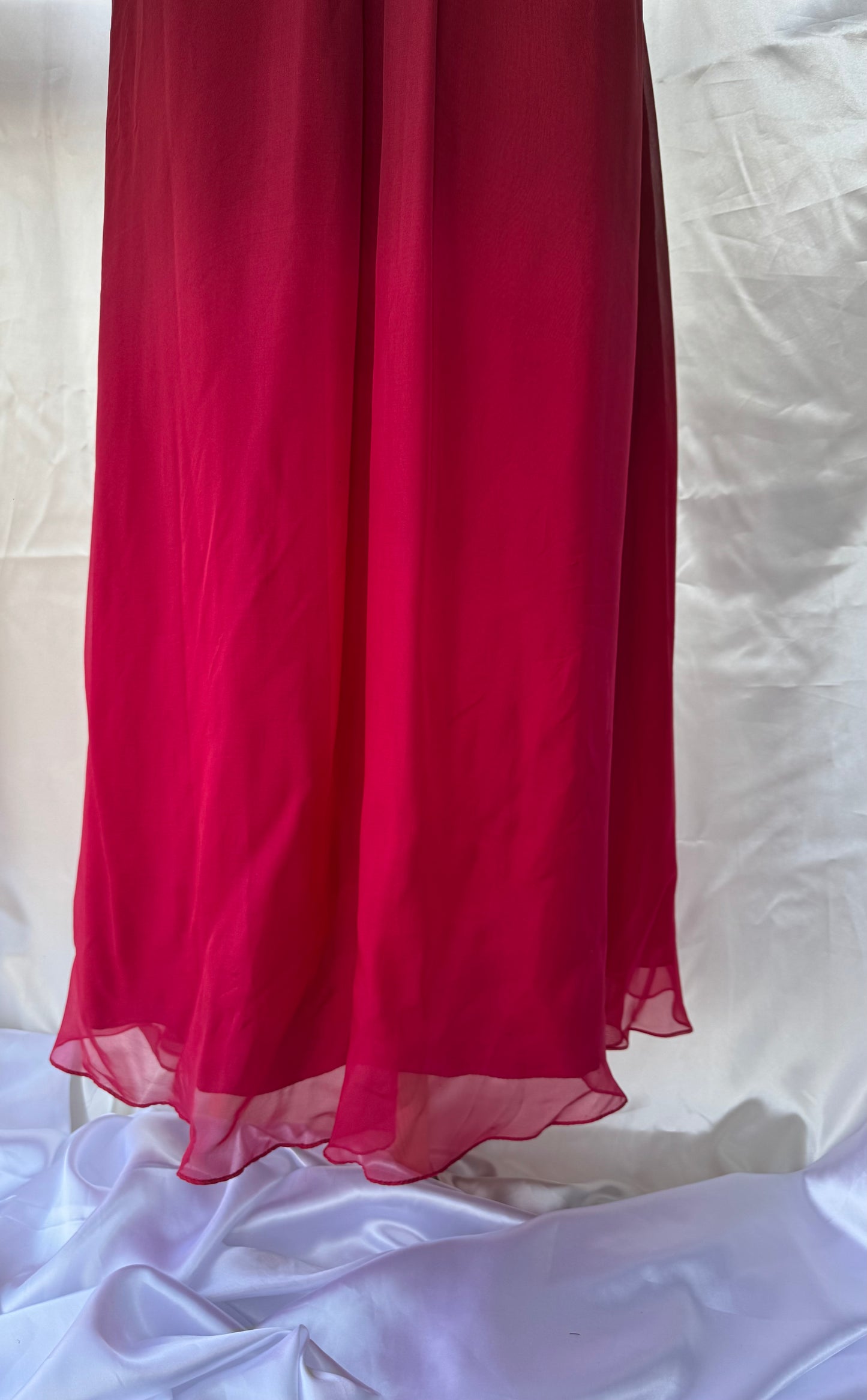 Vintage Long Red Beaded Silk Dress
