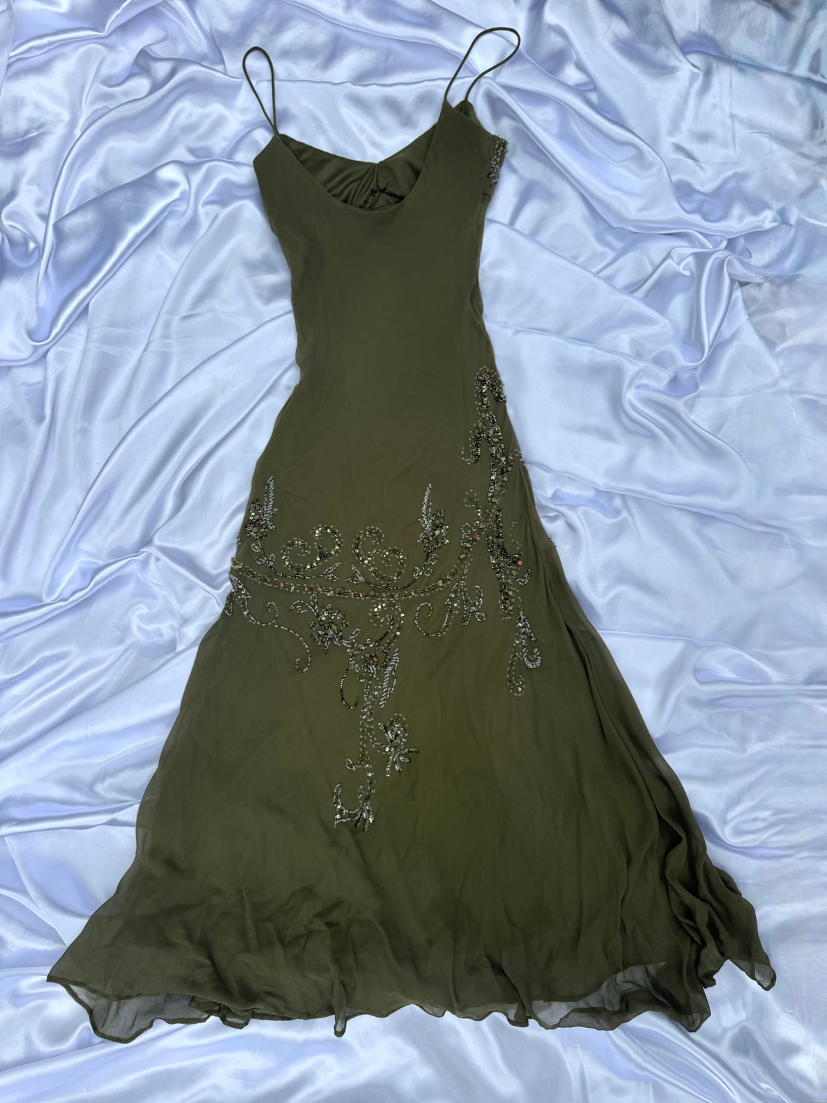 Spectacular Green Beaded Long dress