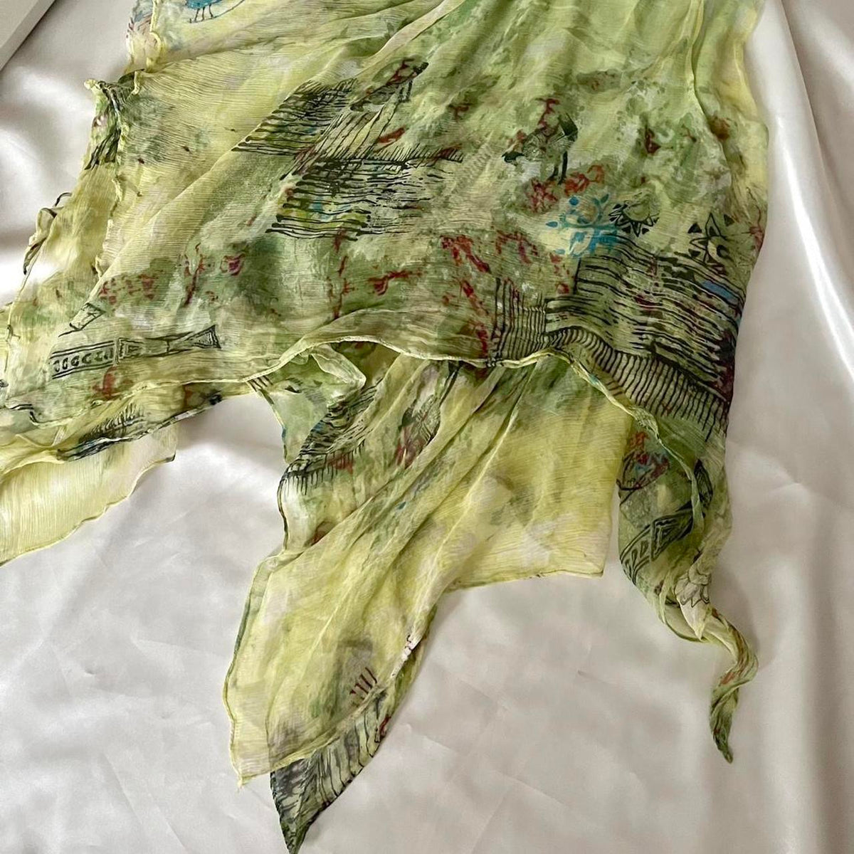 Green Silk Beaded Vintage Dress