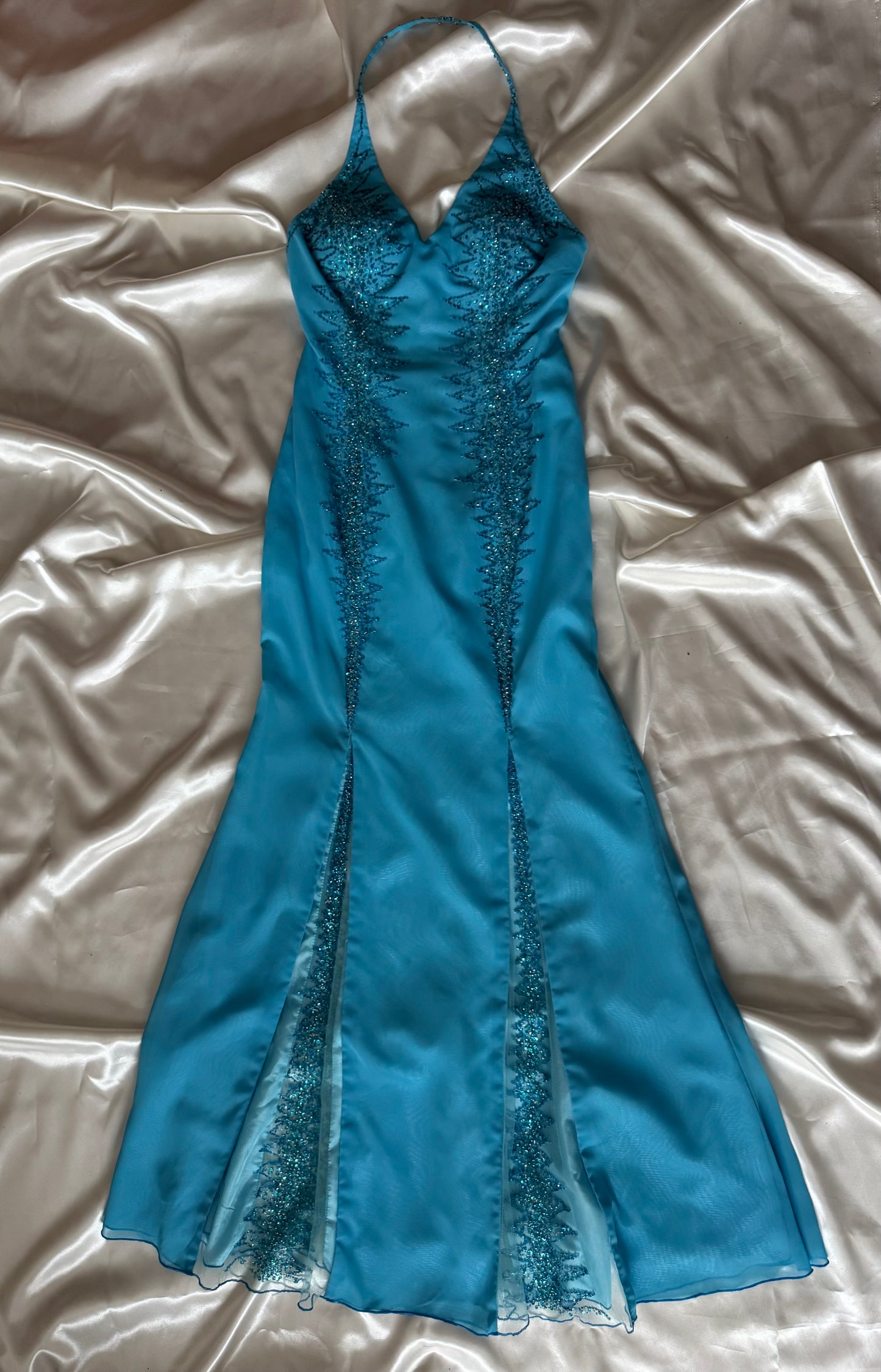 Absolutely Beautiful Light Blue Vintage Beaded Dress