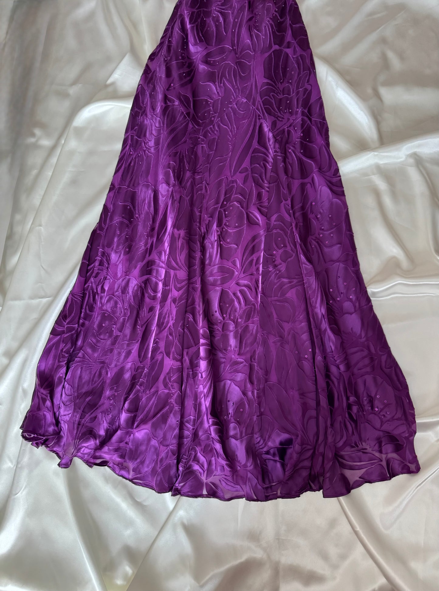 Long Purple Beaded Floral Dress