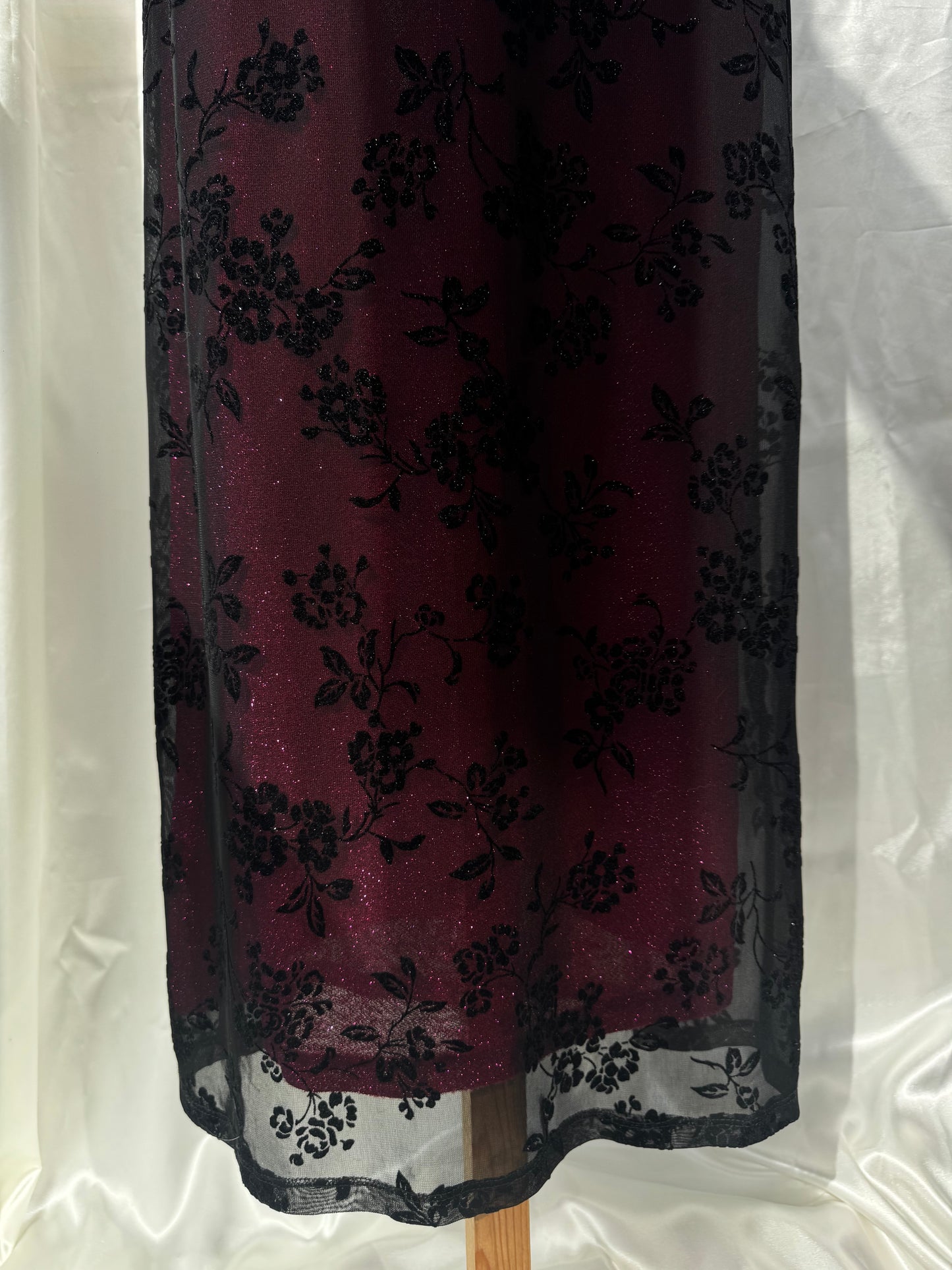 Black & Fuschia Floral Sparkly Gothic Vintage Dress