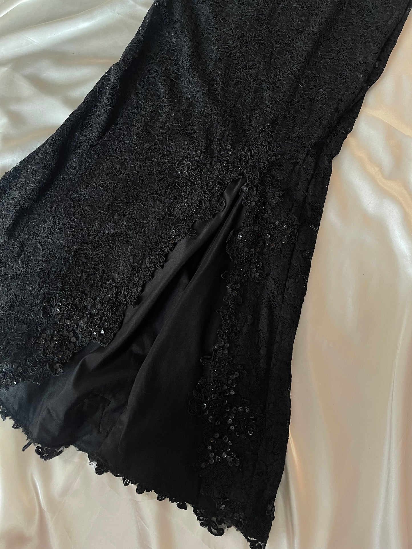 Black Vintage Gown with Lace Detailing