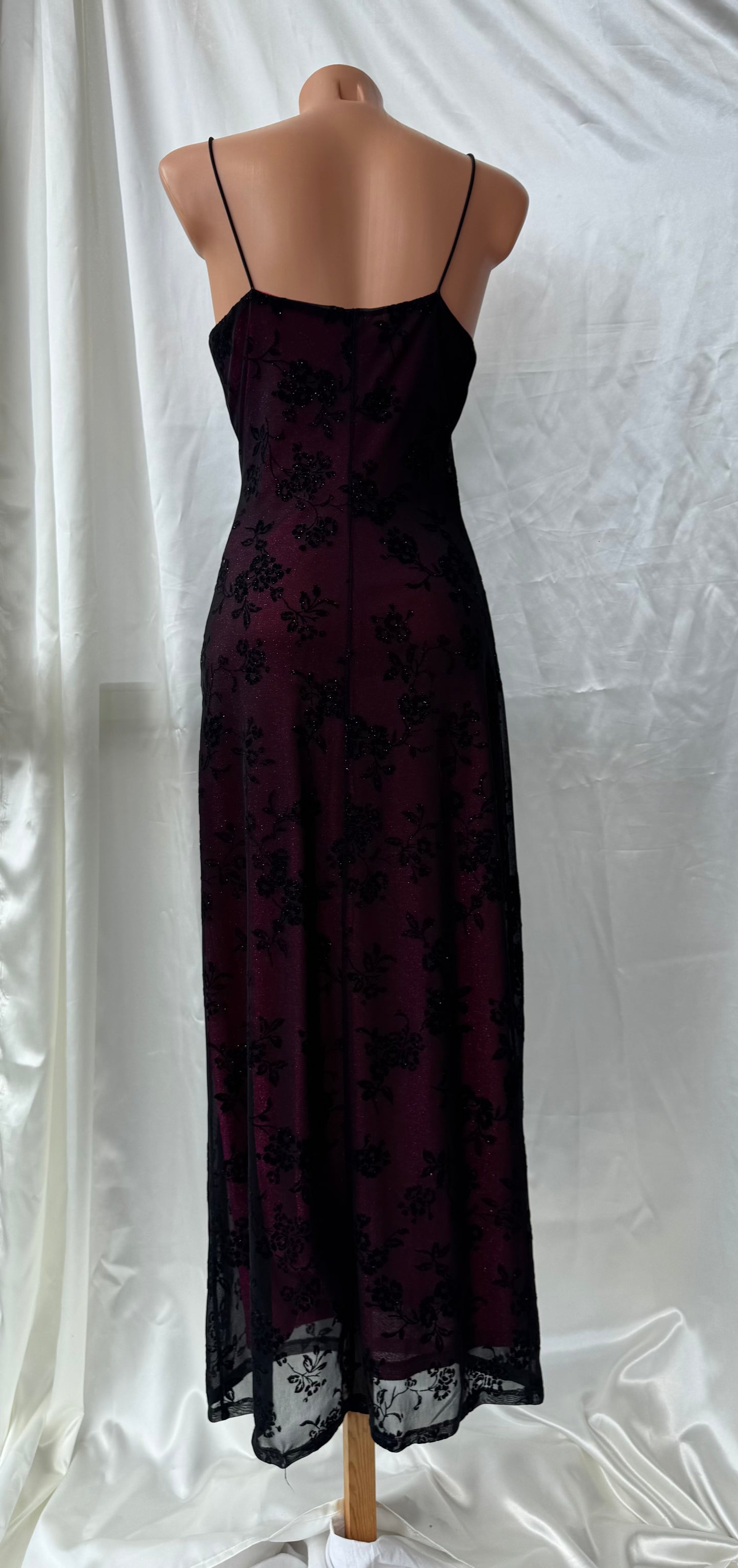 Black & Fuschia Floral Sparkly Gothic Vintage Dress