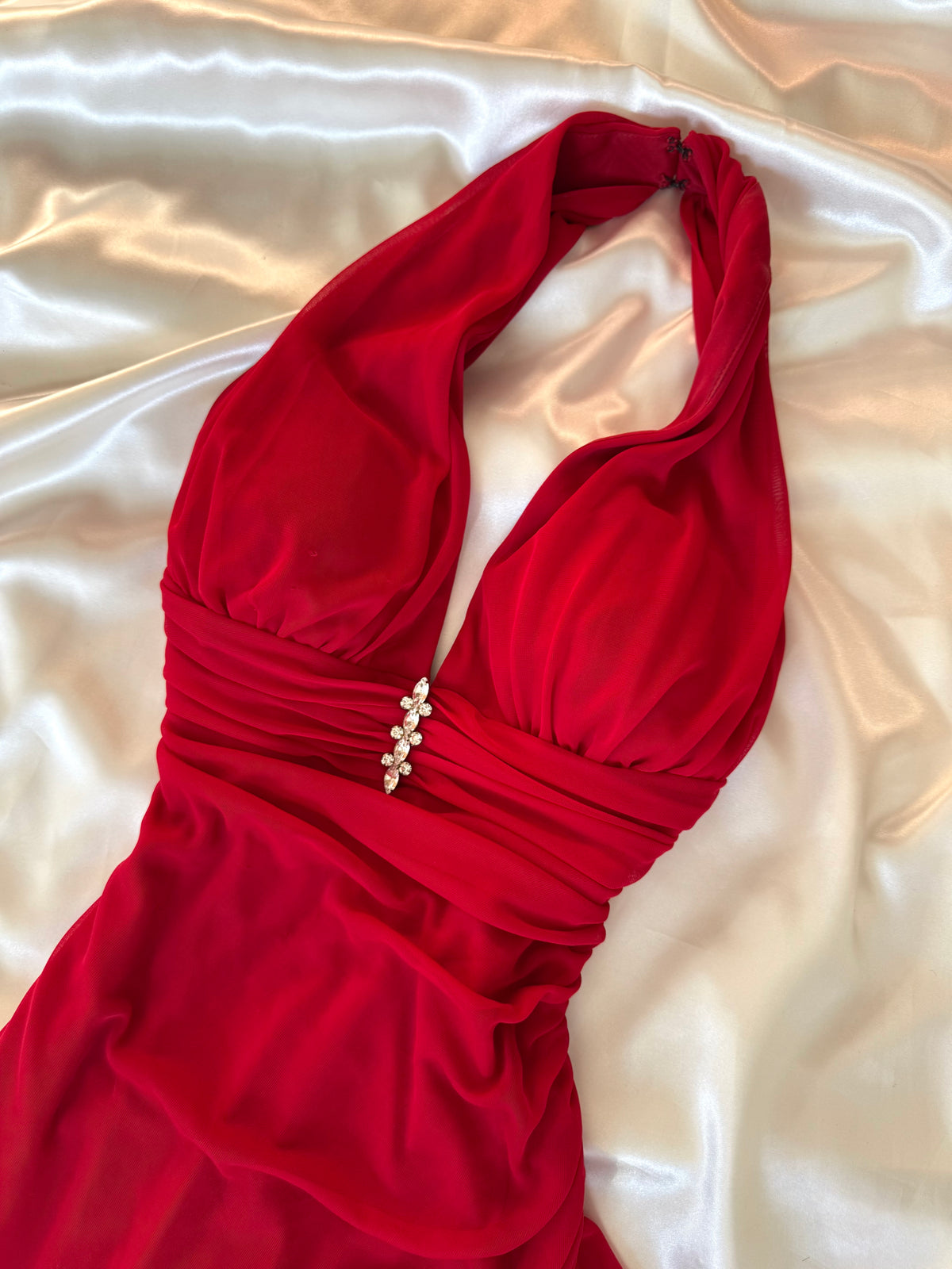 Red 00s Vintage Prom Dress