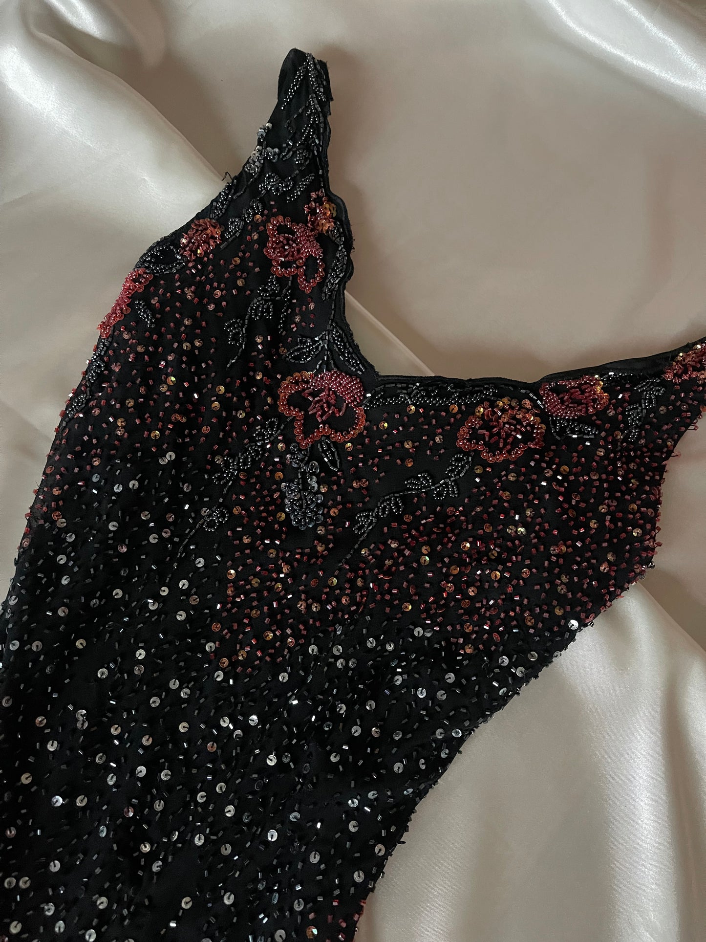 Spectacular Beaded Red & Black Mermaid Gown